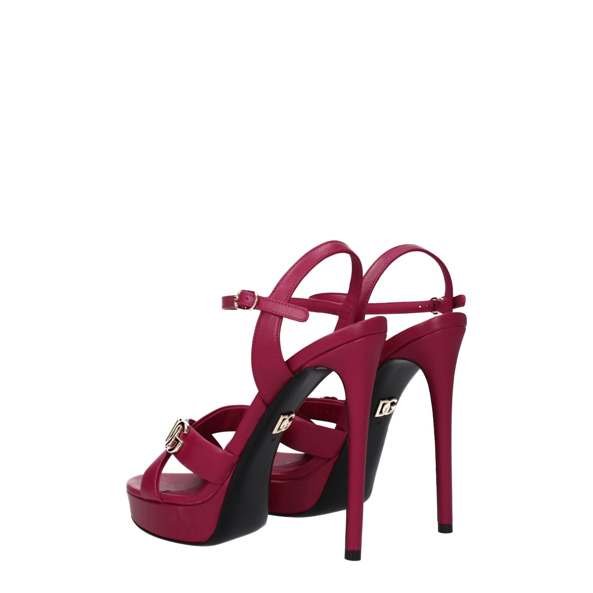 Dolce & Gabbana Pink Leather Platform Sandals - 4