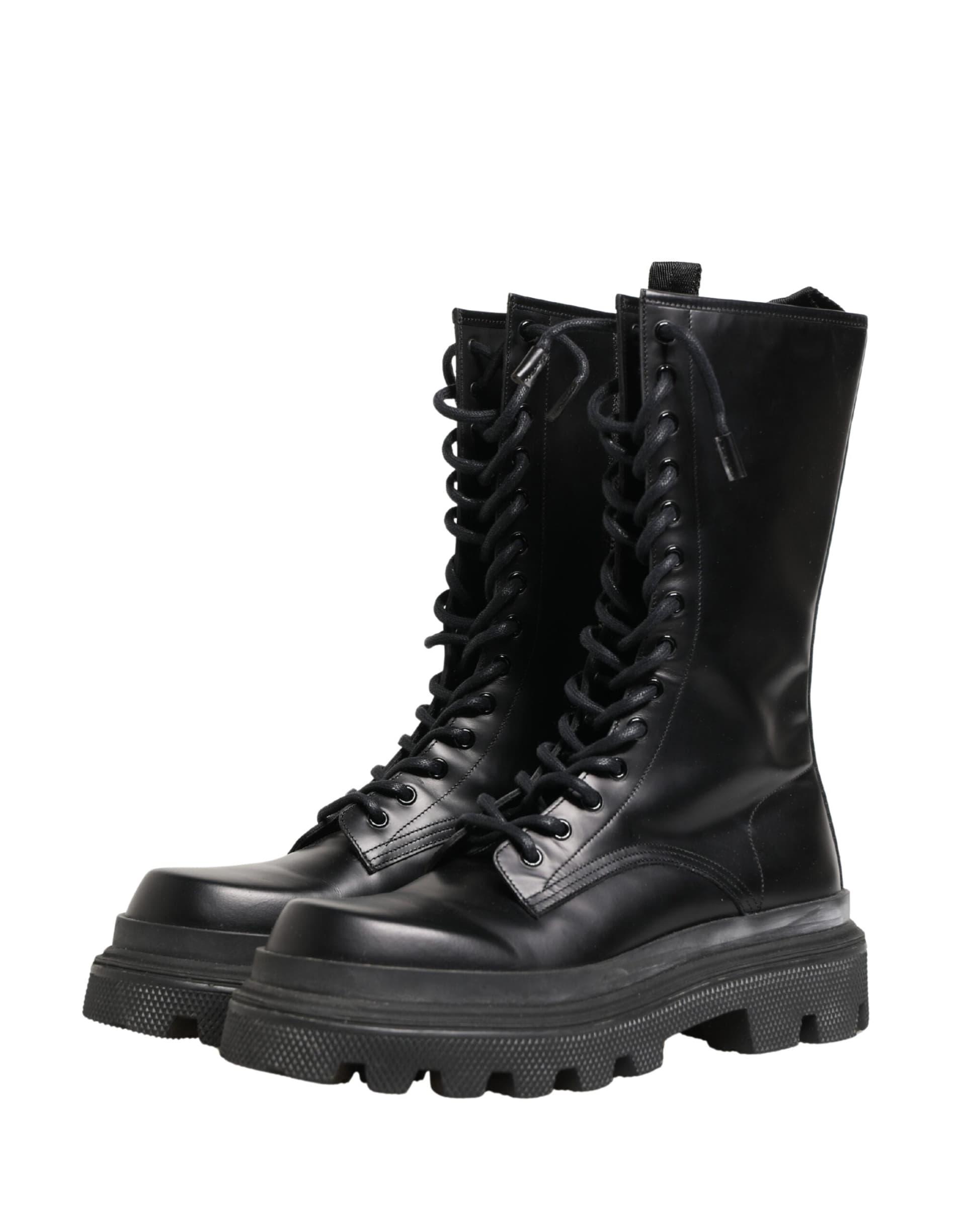 Dolce & Gabbana Black Leather Trek Sole Combat Boots Shoes - 3