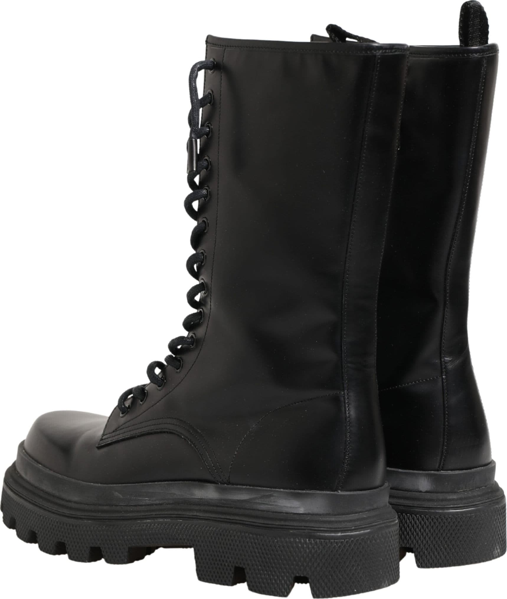 Dolce & Gabbana Black Leather Trek Sole Combat Boots Shoes - 4