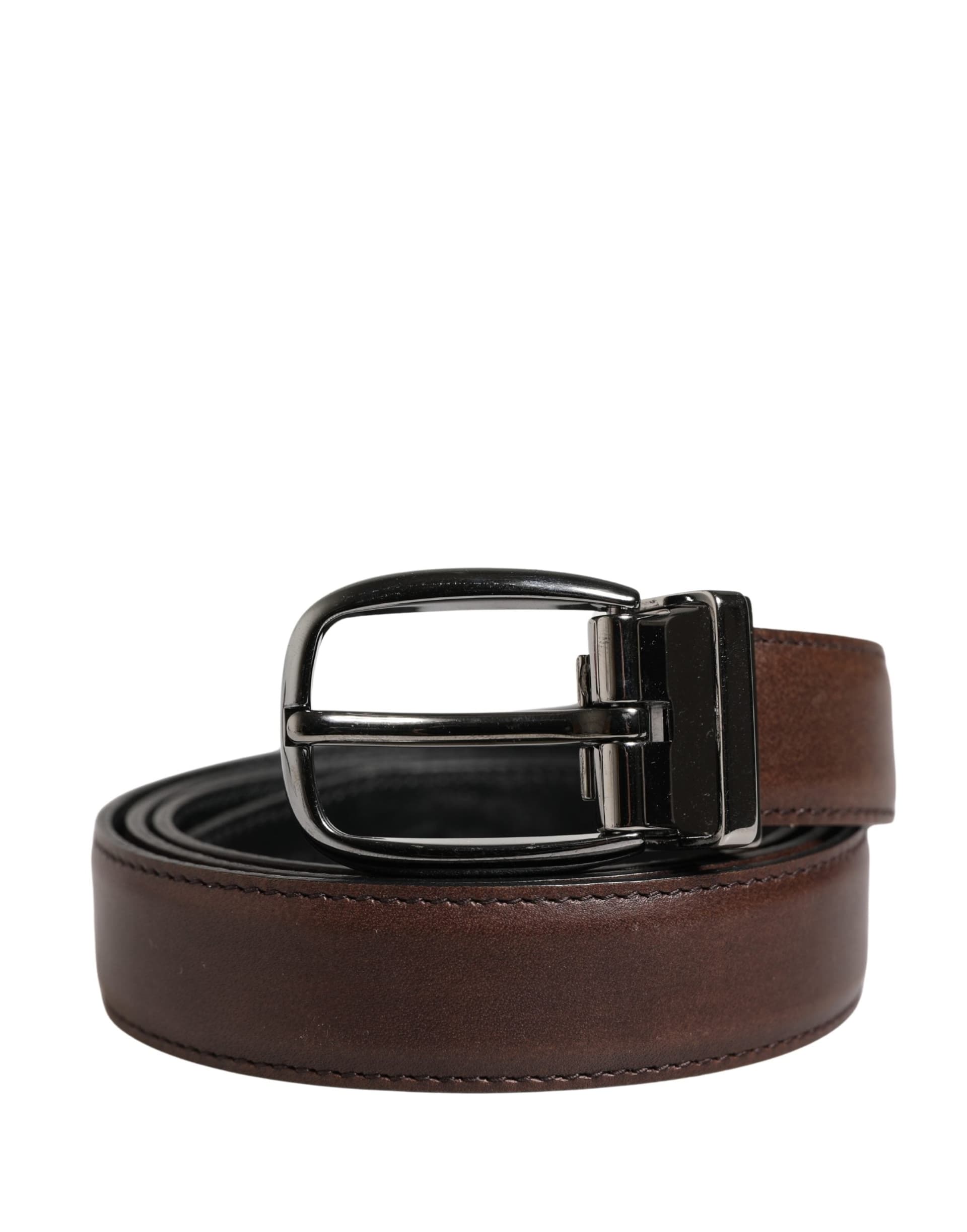 Dolce & Gabbana Men Brown Classic Leather Metal Buckle Belt - 2