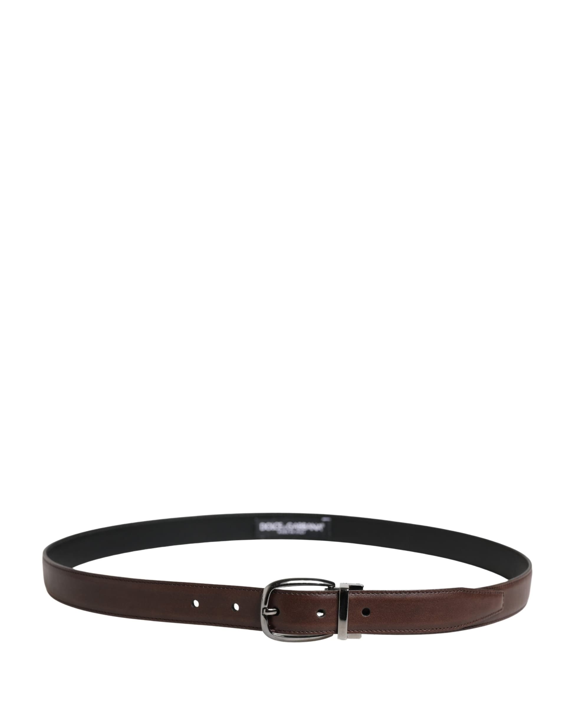 Dolce & Gabbana Men Brown Classic Leather Metal Buckle Belt - 3