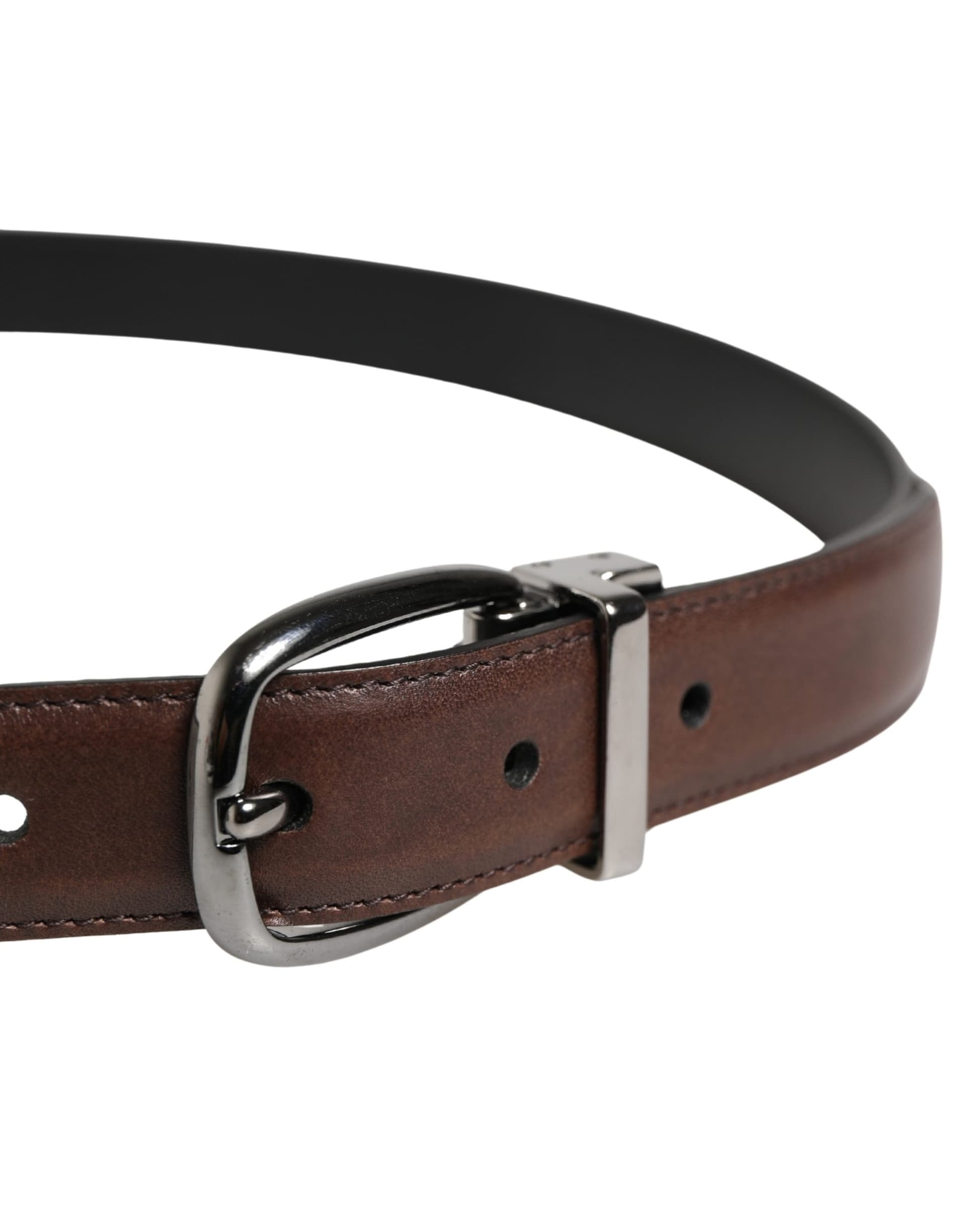 Dolce & Gabbana Men Brown Classic Leather Metal Buckle Belt - 4