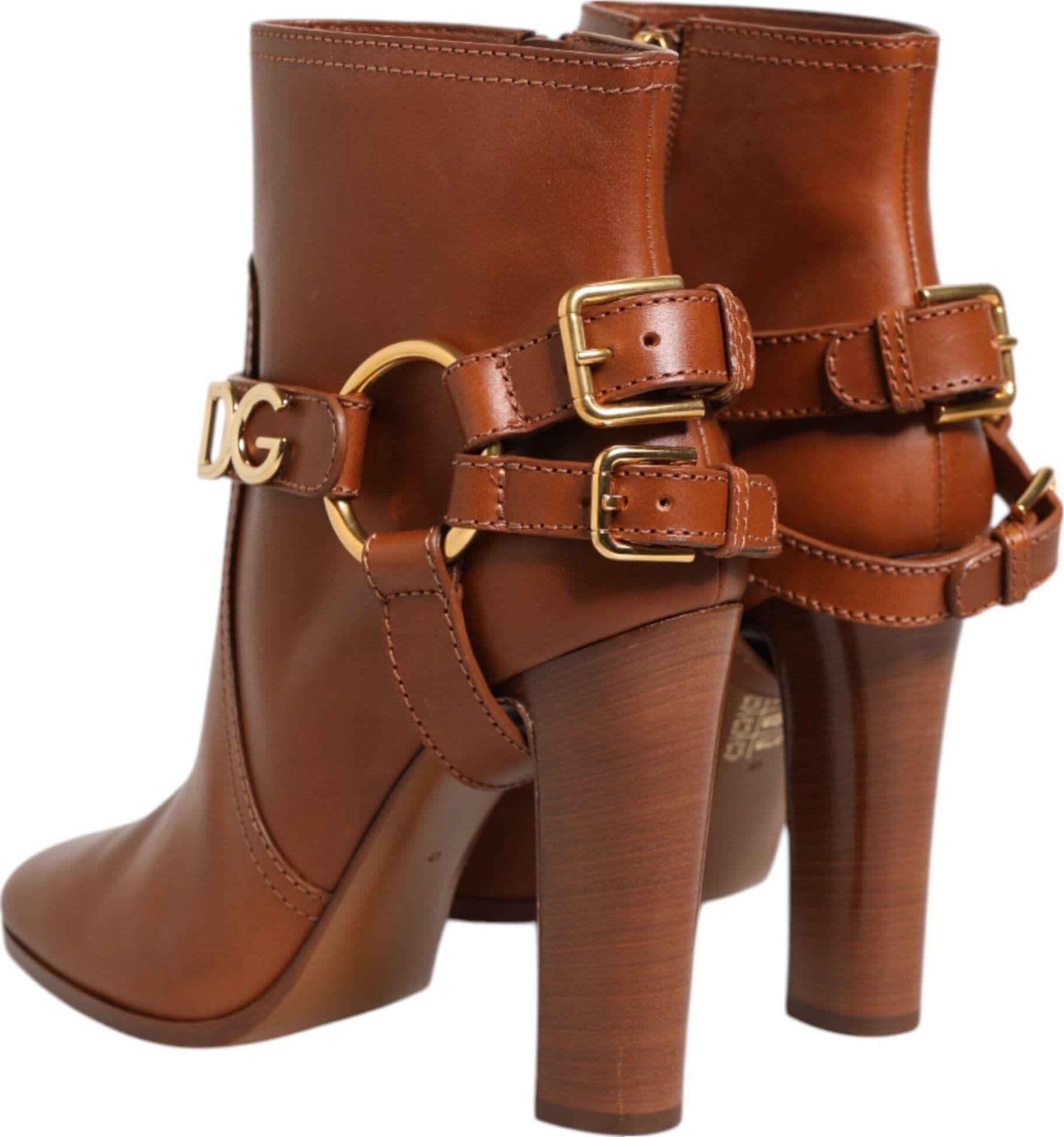 Dolce & Gabbana Brown Leather DG Logo Buckle Ankle Boots Shoes - 4