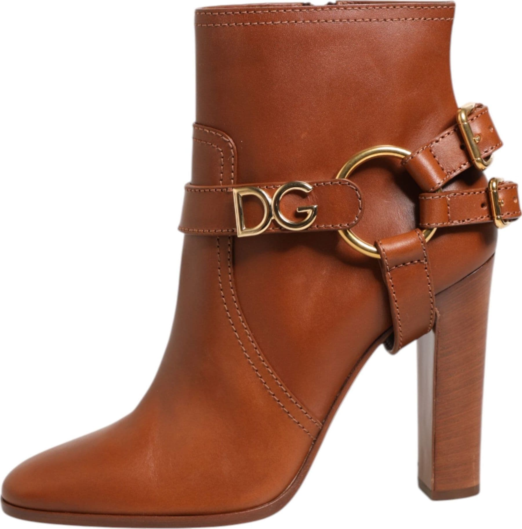 Dolce & Gabbana Brown Leather DG Logo Buckle Ankle Boots Shoes - 5