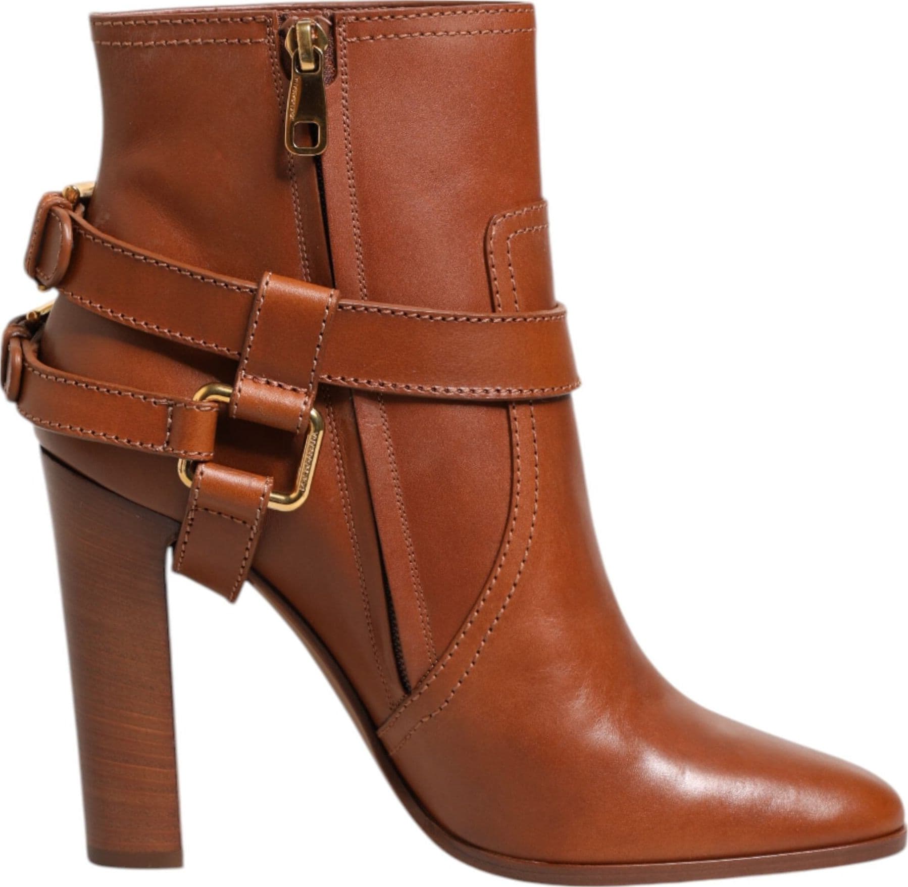 Dolce & Gabbana Brown Leather DG Logo Buckle Ankle Boots Shoes - 7