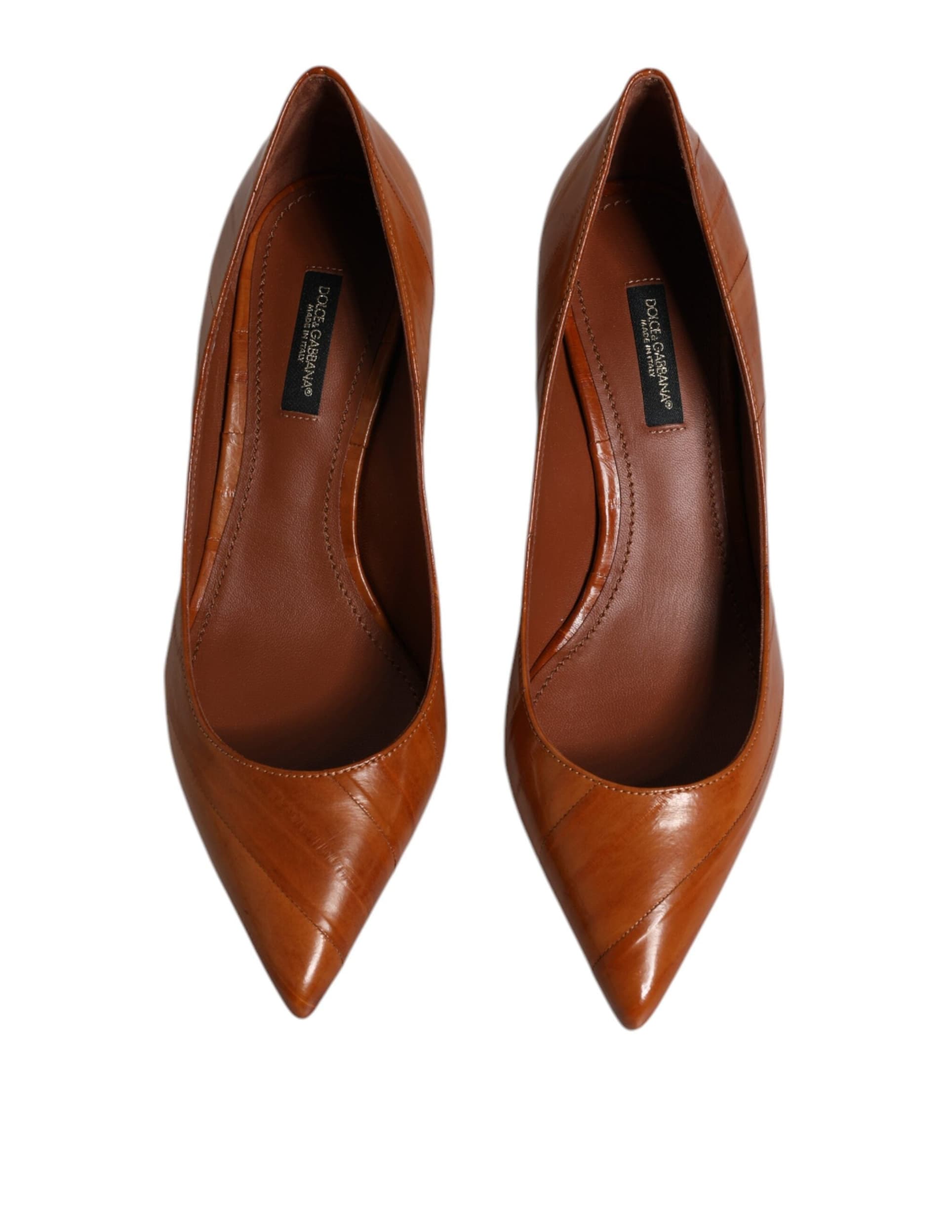 Dolce & Gabbana Brown Leather Kitten Heels Pumps Shoes - 2