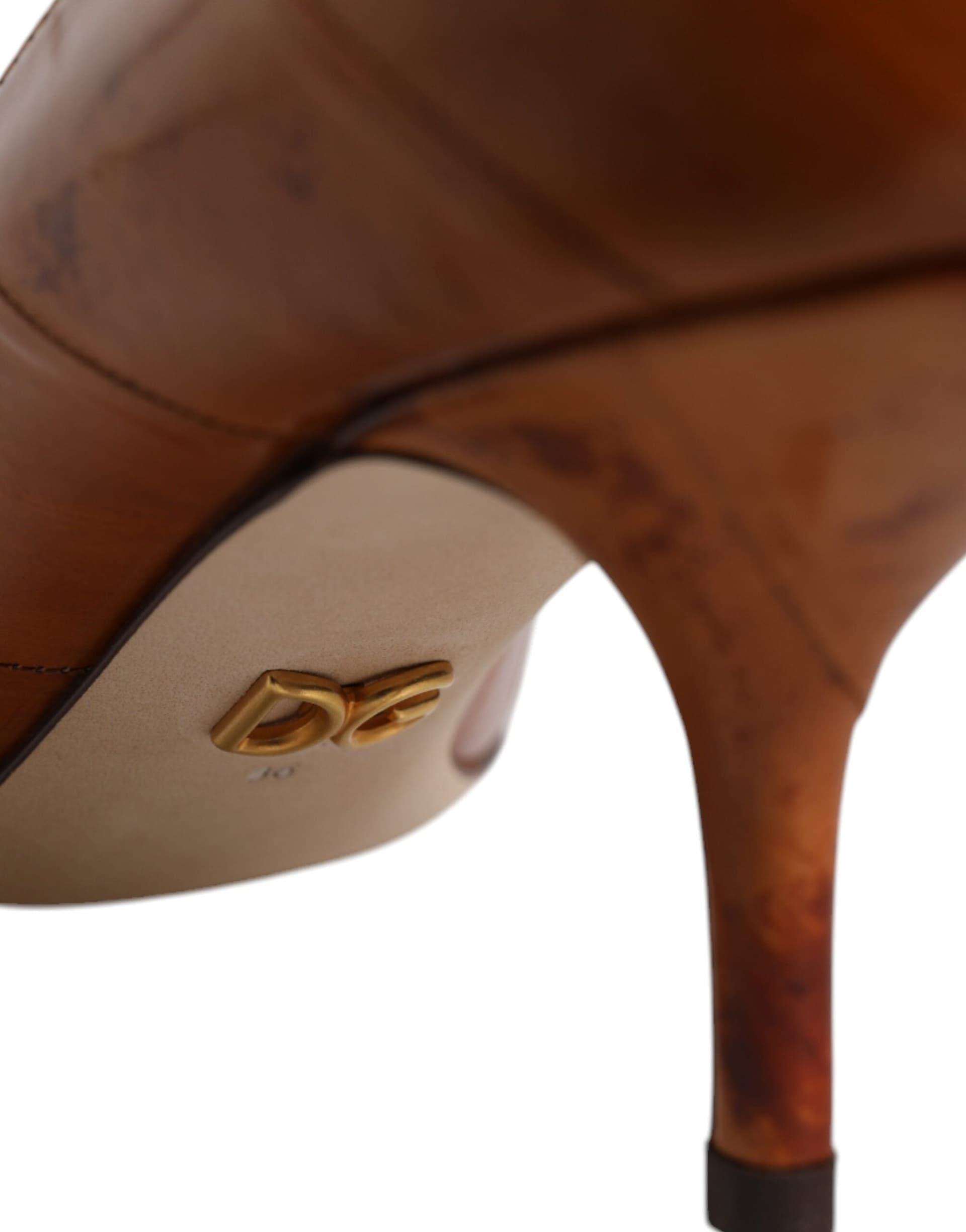 Dolce & Gabbana Brown Leather Kitten Heels Pumps Shoes - 5