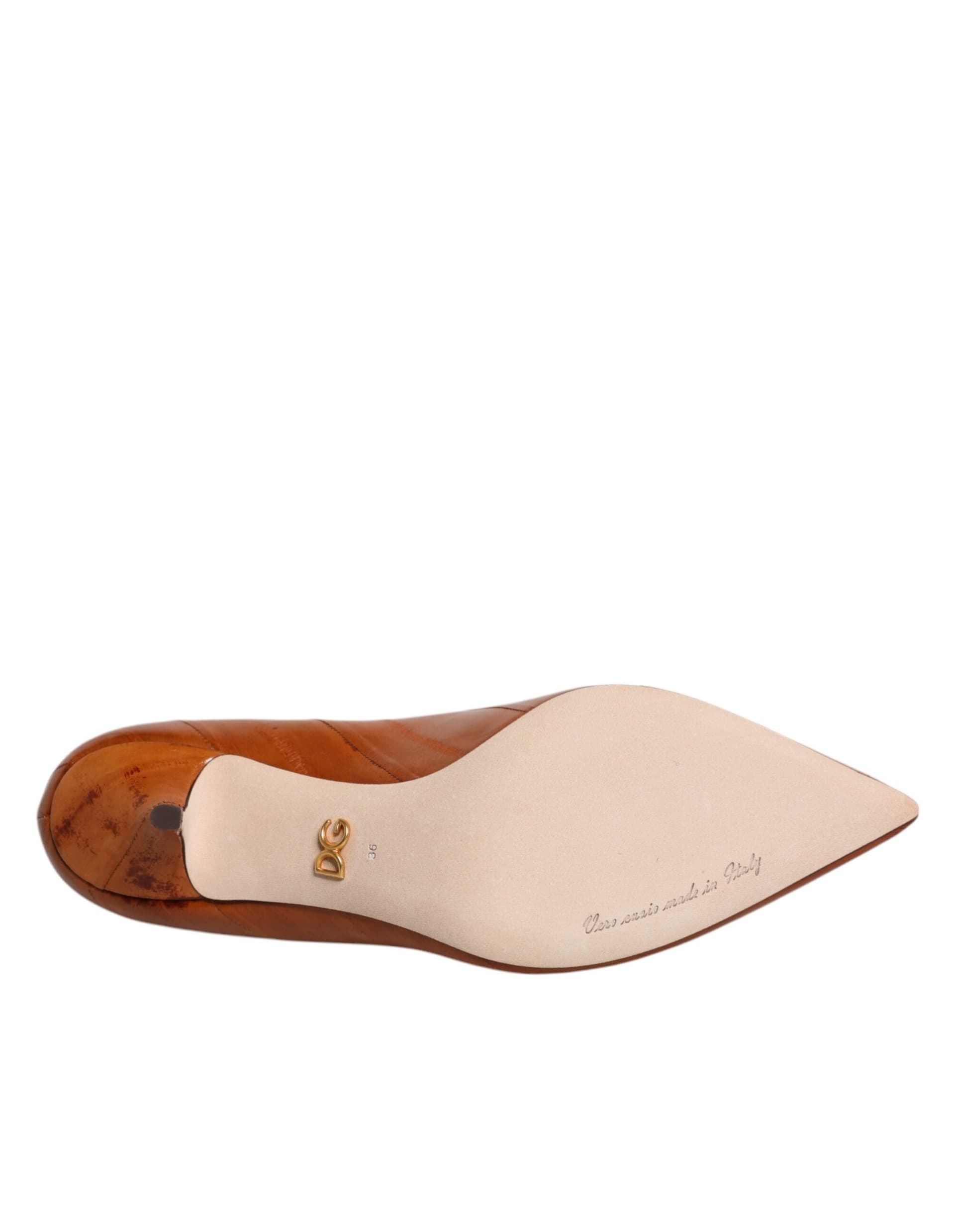 Dolce & Gabbana Brown Leather Kitten Heels Pumps Shoes - 6