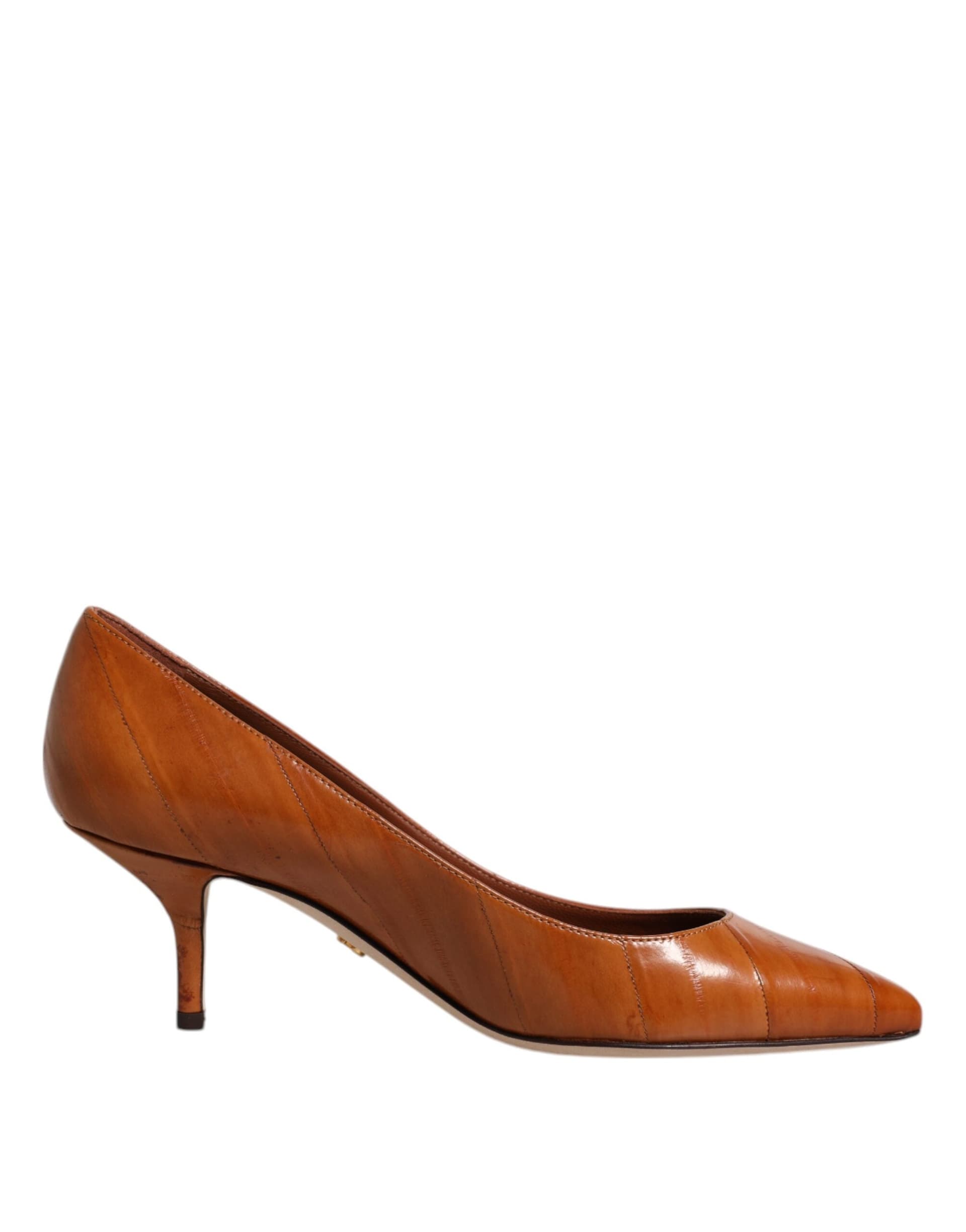 Dolce & Gabbana Brown Leather Kitten Heels Pumps Shoes - 8