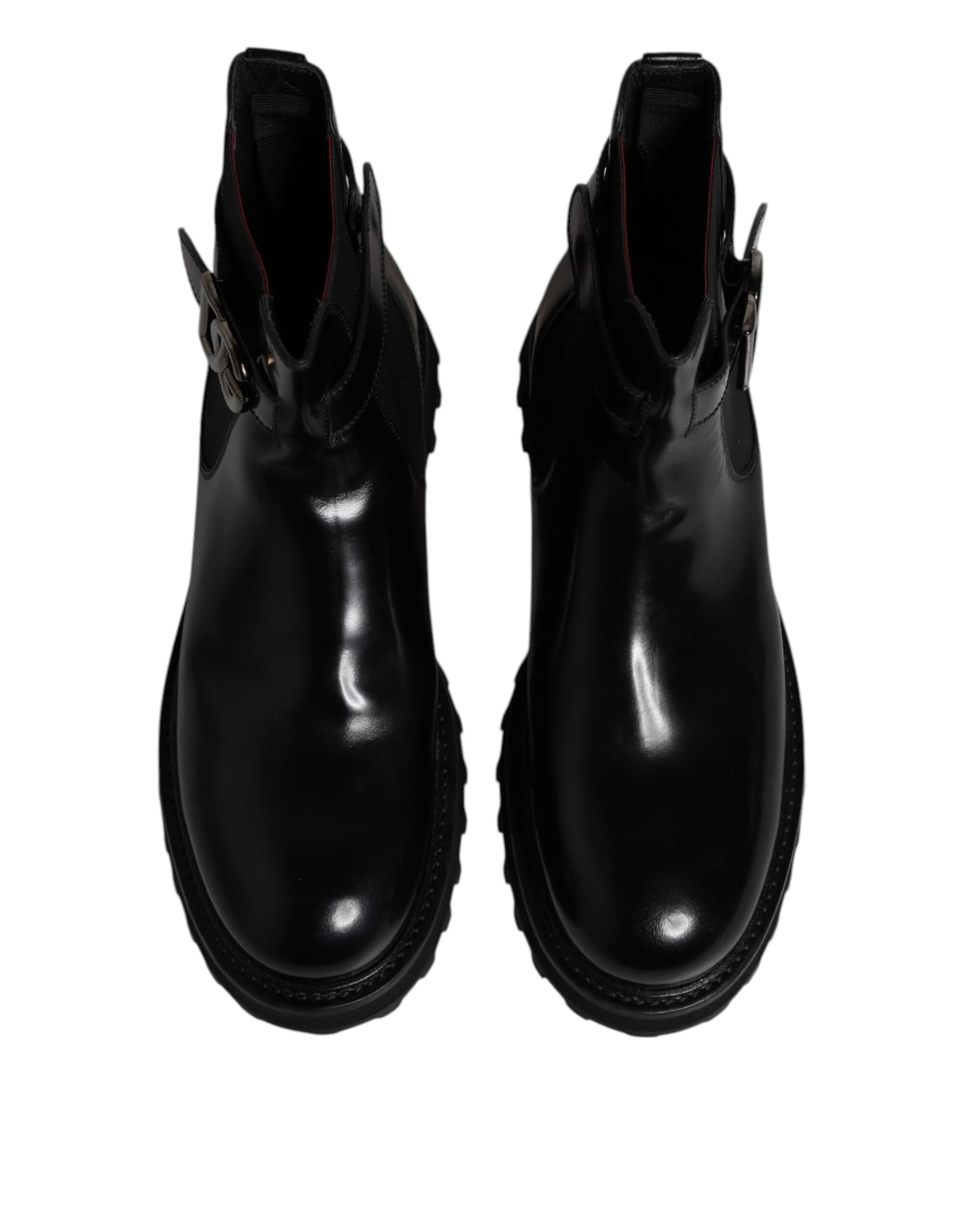 Dolce & Gabbana Black Belted DG Logo Men Chelsea Boots Shoes - 2