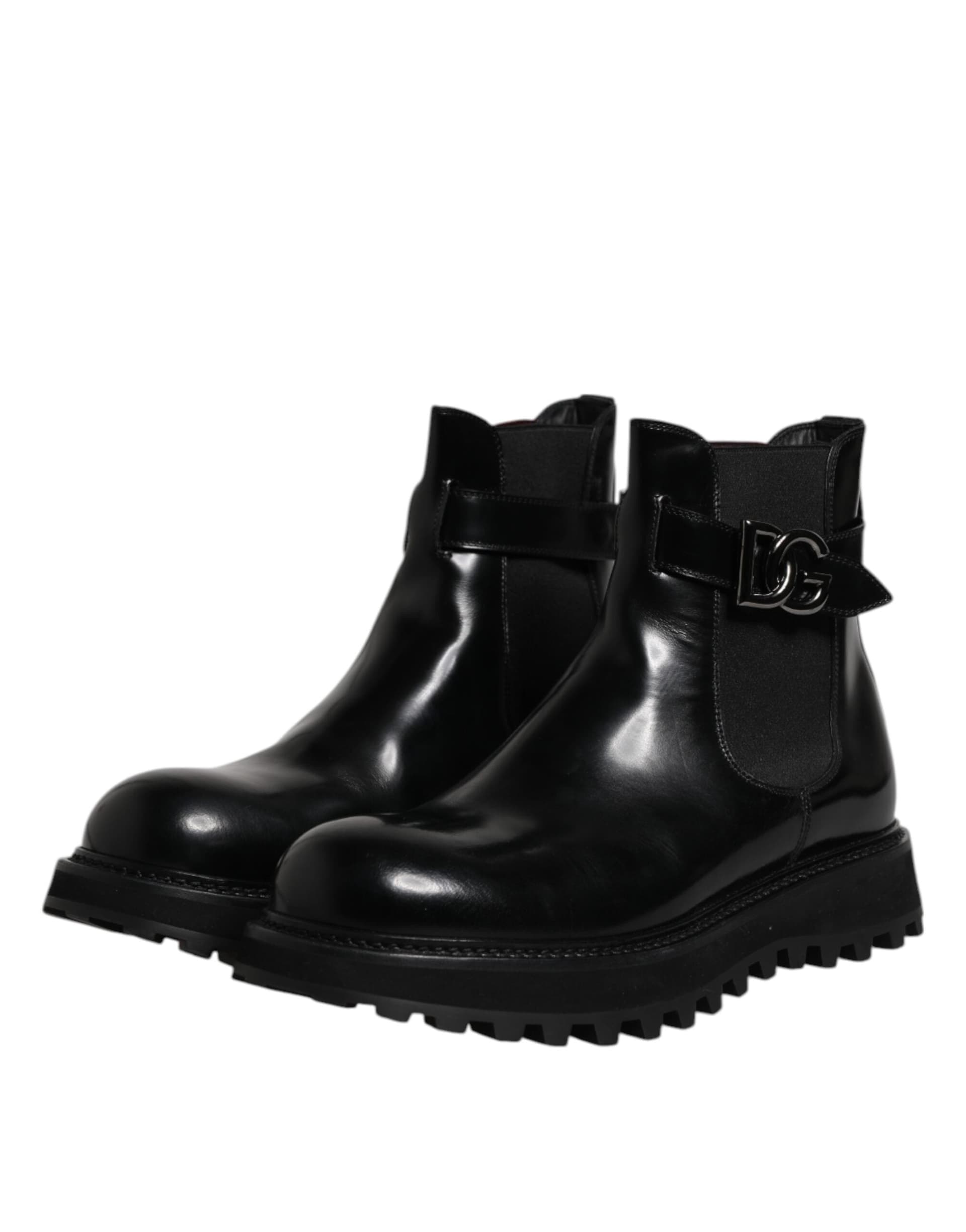 Dolce & Gabbana Black Belted DG Logo Men Chelsea Boots Shoes - 3