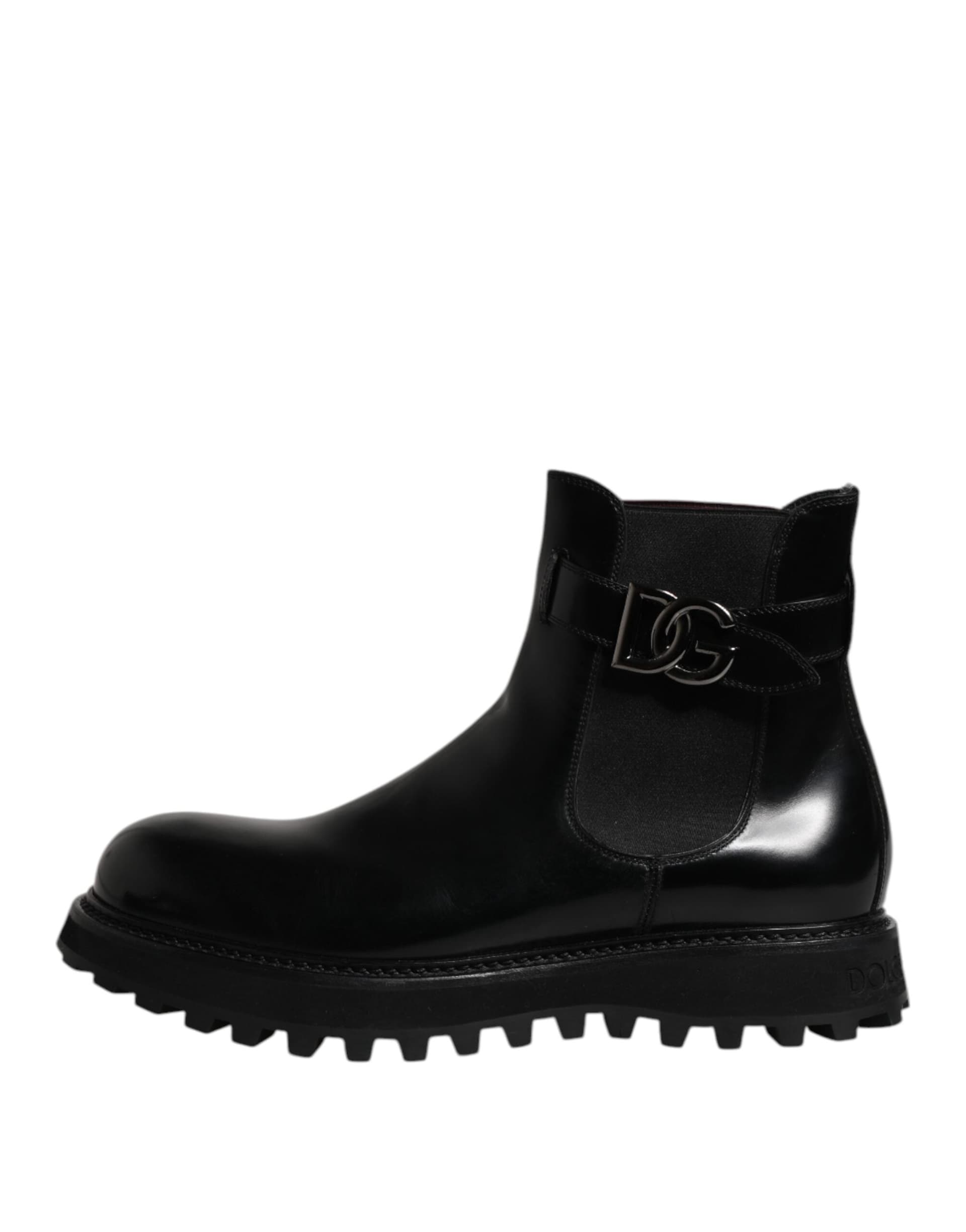 Dolce & Gabbana Black Belted DG Logo Men Chelsea Boots Shoes - 5