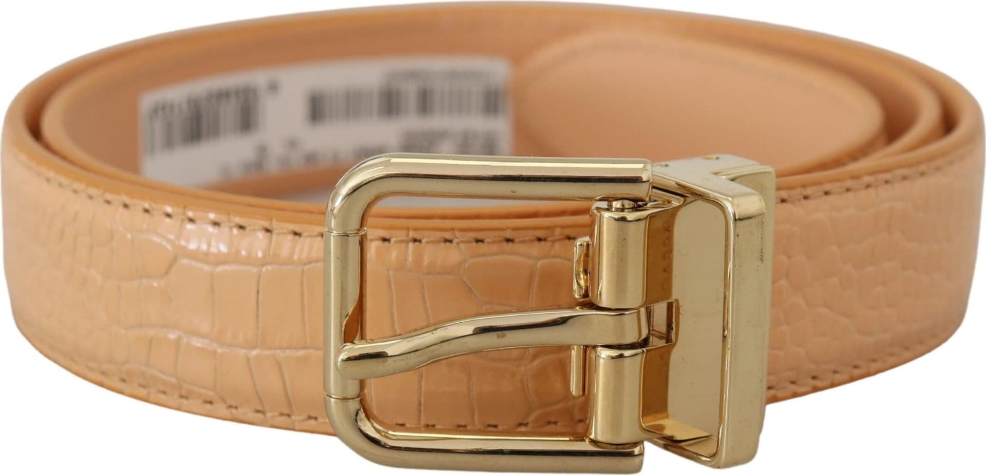 Dolce & Gabbana Beige Exotic Leather Gold Metal Buckle Belt - 2