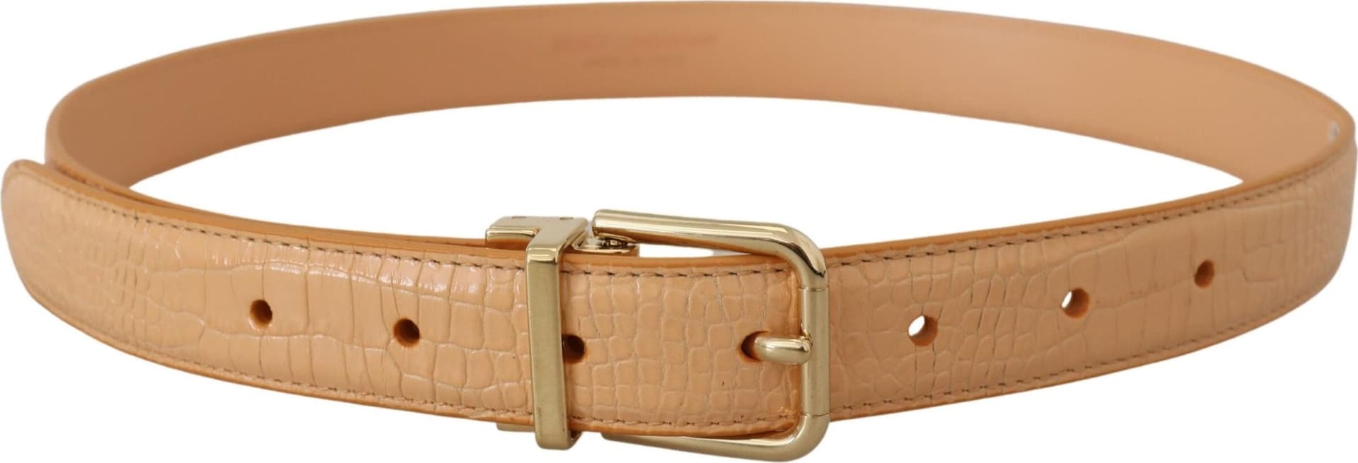 Dolce & Gabbana Beige Exotic Leather Gold Metal Buckle Belt - 3