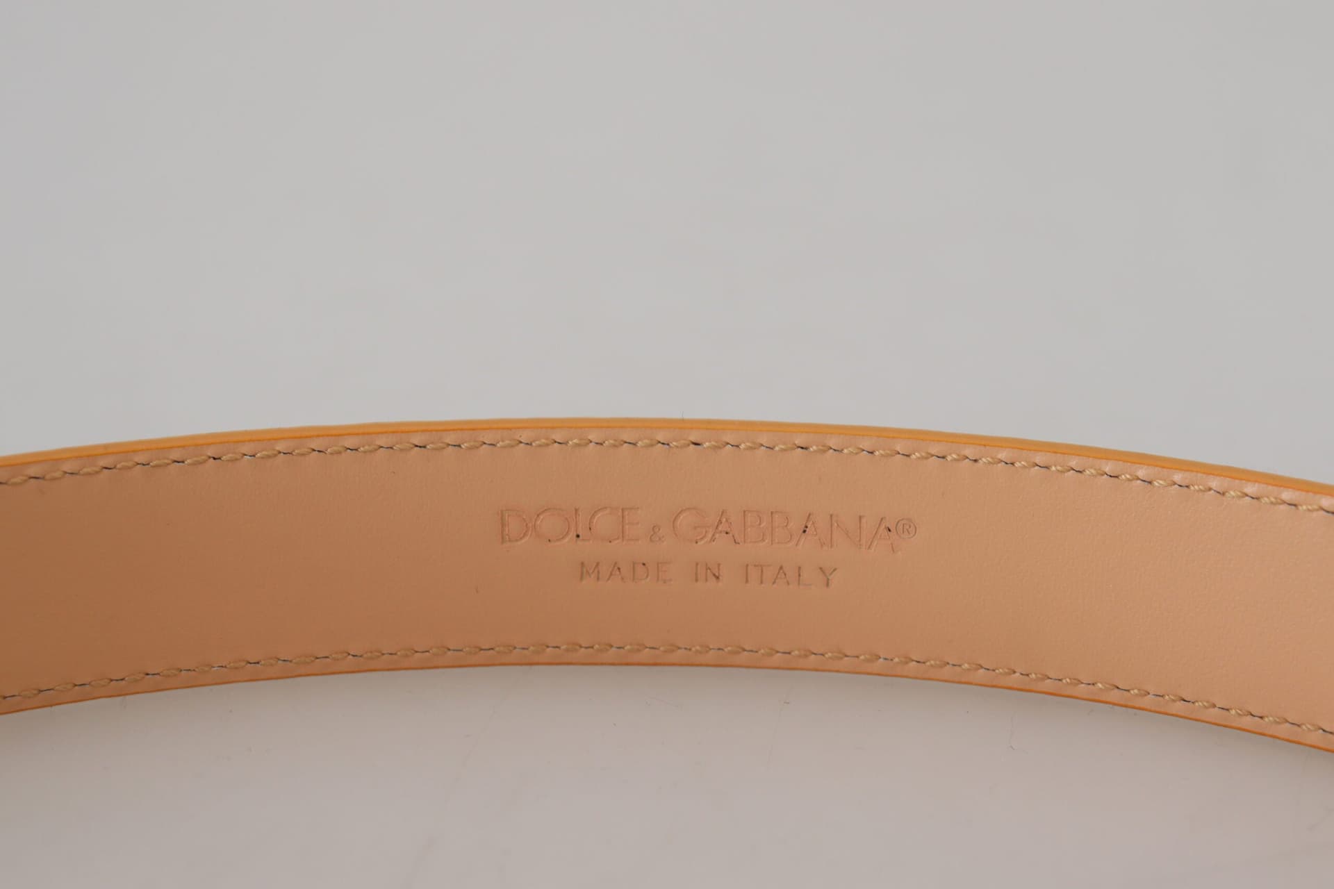 Dolce & Gabbana Beige Exotic Leather Gold Metal Buckle Belt - 5