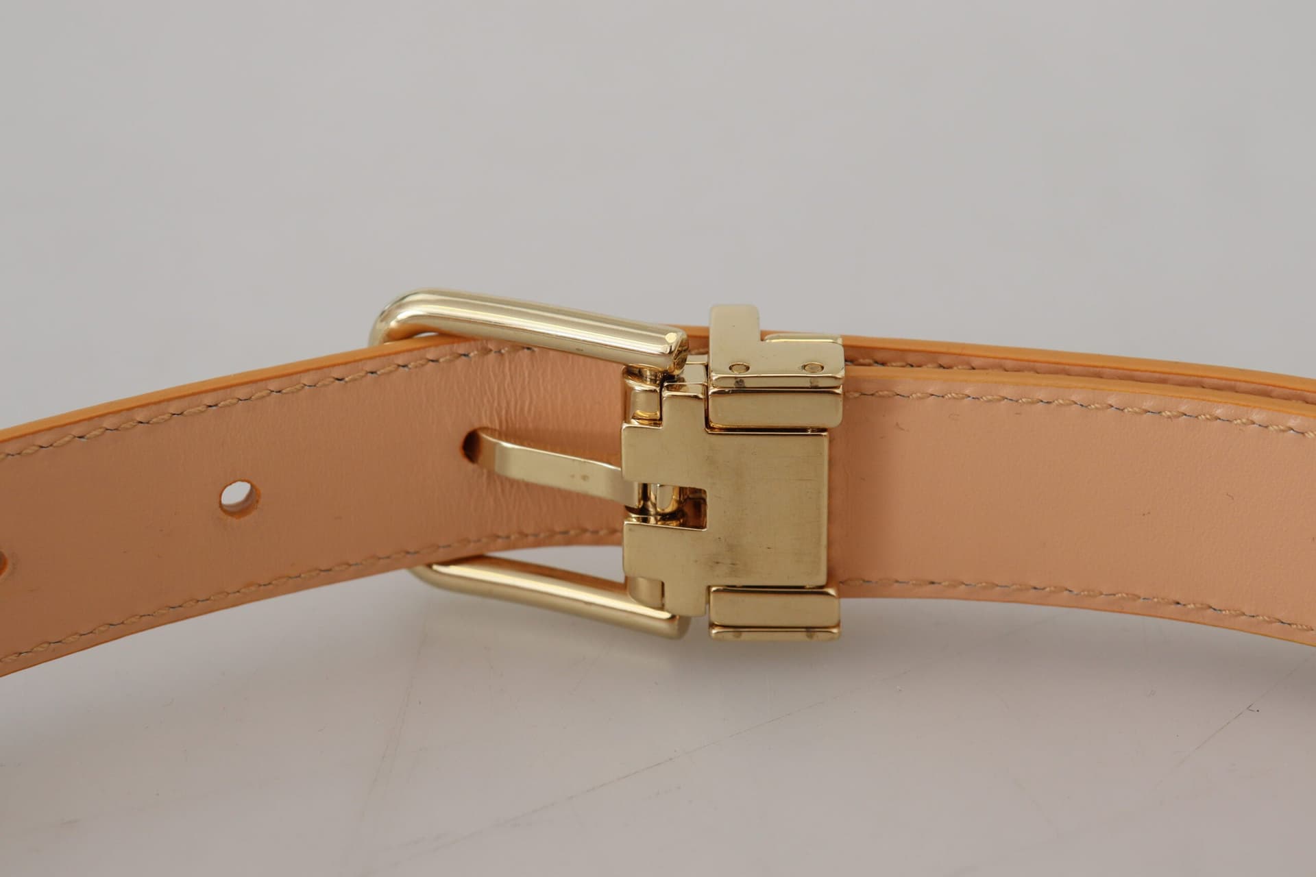 Dolce & Gabbana Beige Exotic Leather Gold Metal Buckle Belt - 6