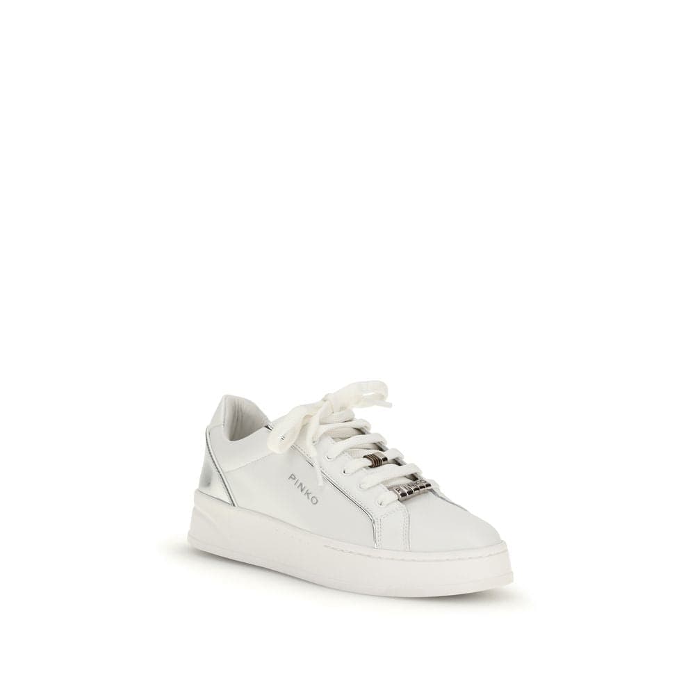 PINKO White Calf Leather Bos Taurus Low Top Sneakers - 2