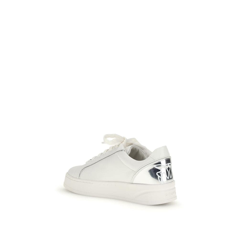 PINKO White Calf Leather Bos Taurus Low Top Sneakers - 3