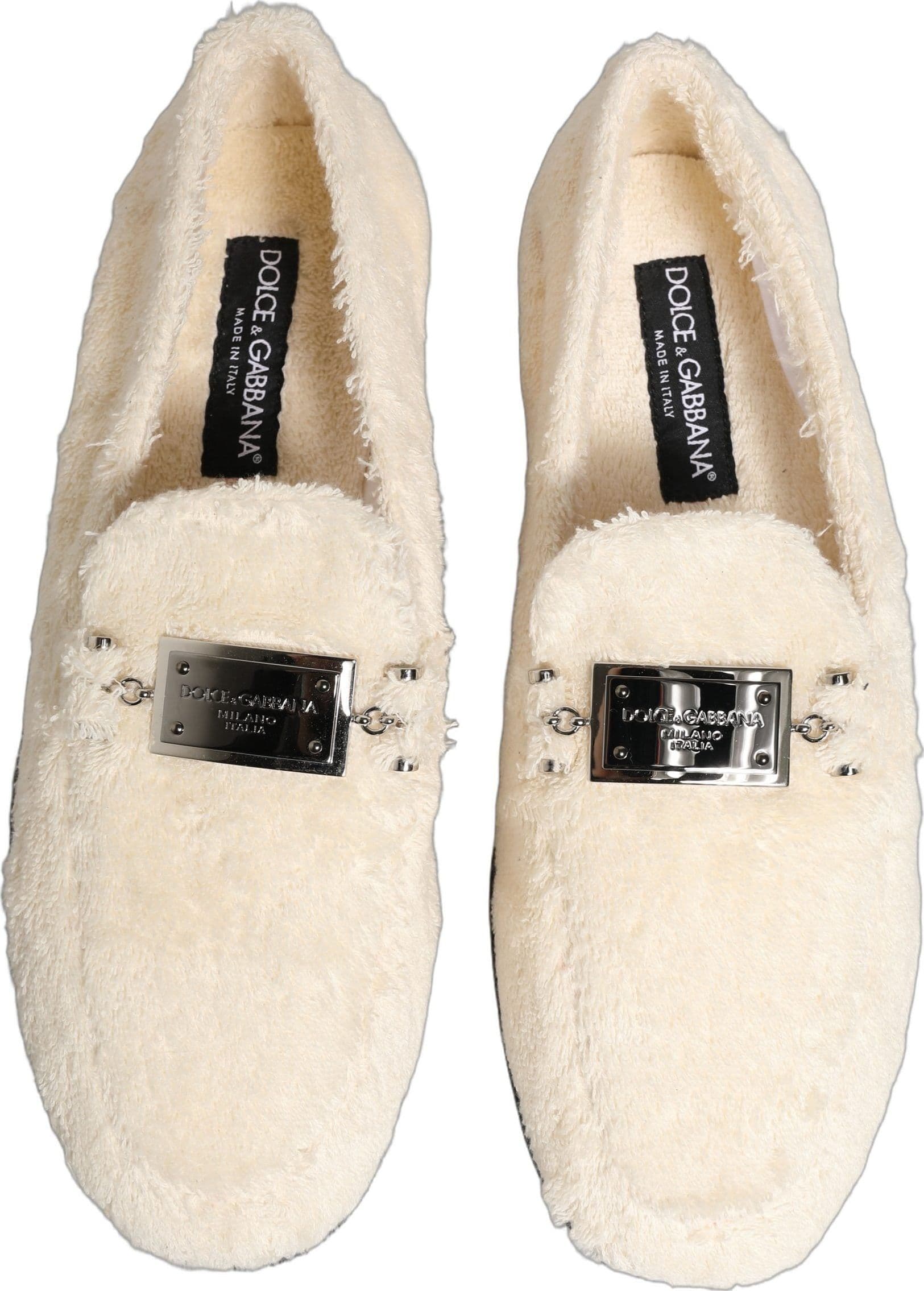 Dolce & Gabbana White Fur Shearling Men Dress Loafers Shoes - 2