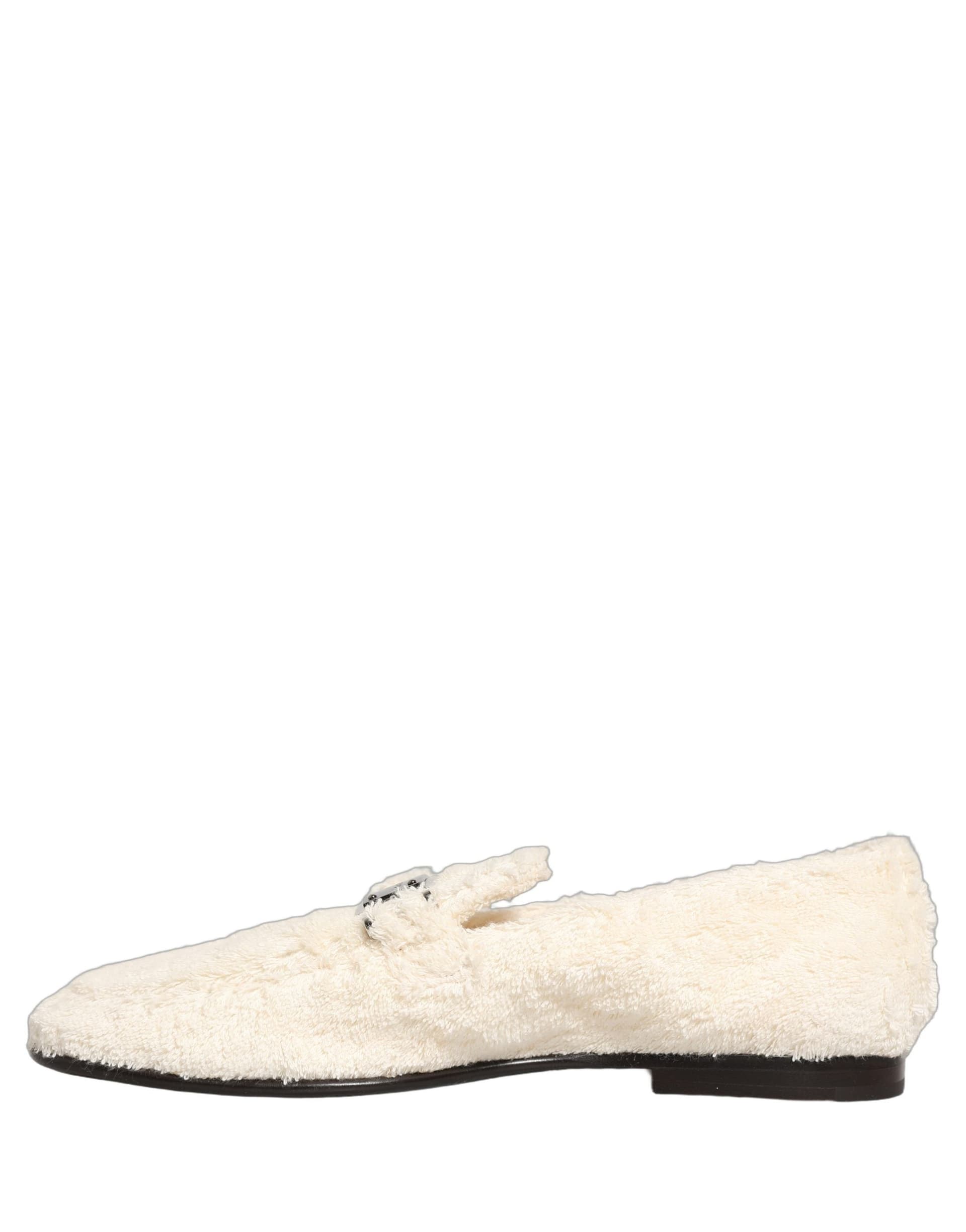 Dolce & Gabbana White Fur Shearling Men Dress Loafers Shoes - 5