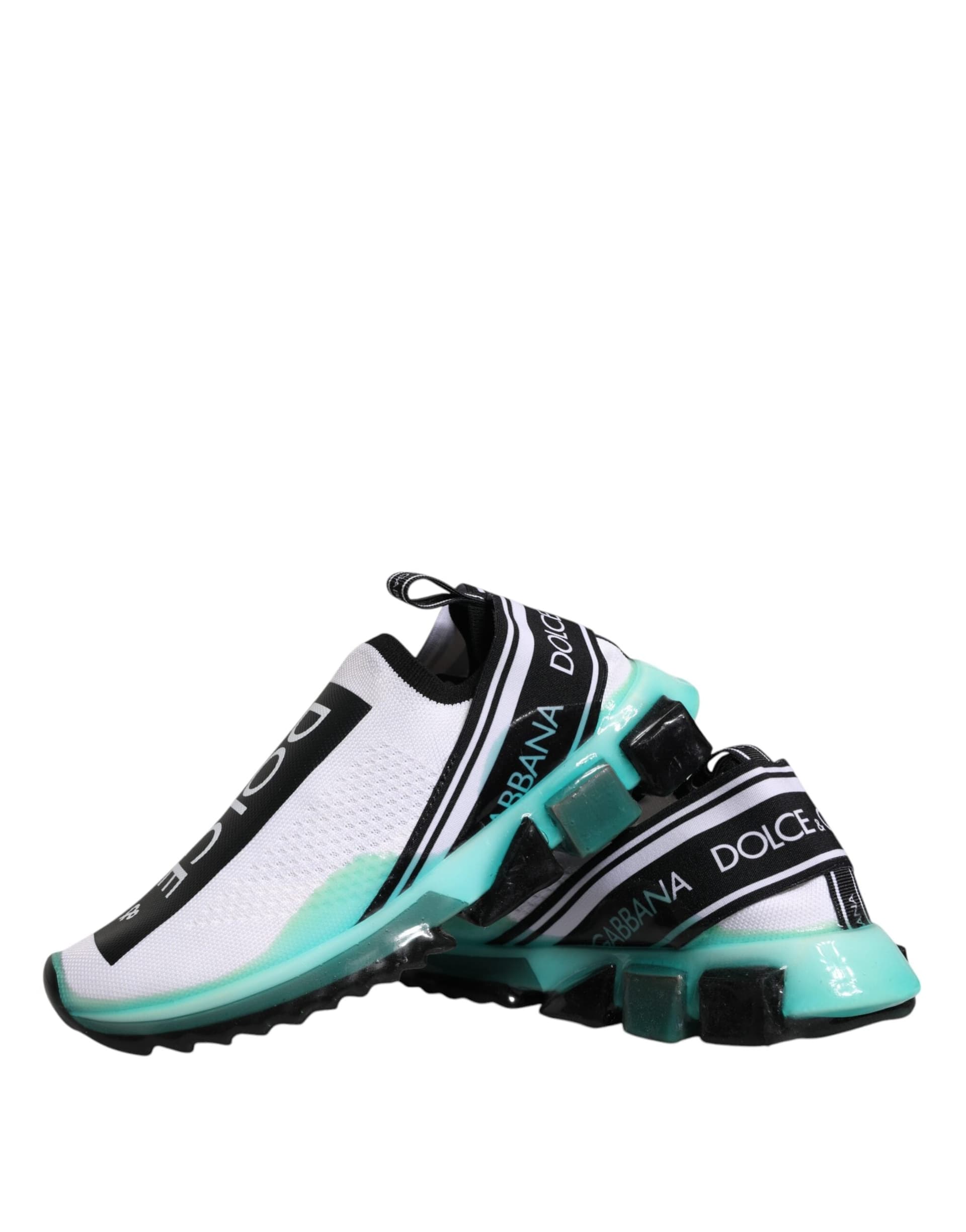 Dolce & Gabbana White Blue Sorrento Slip On Sneakers Shoes - 8