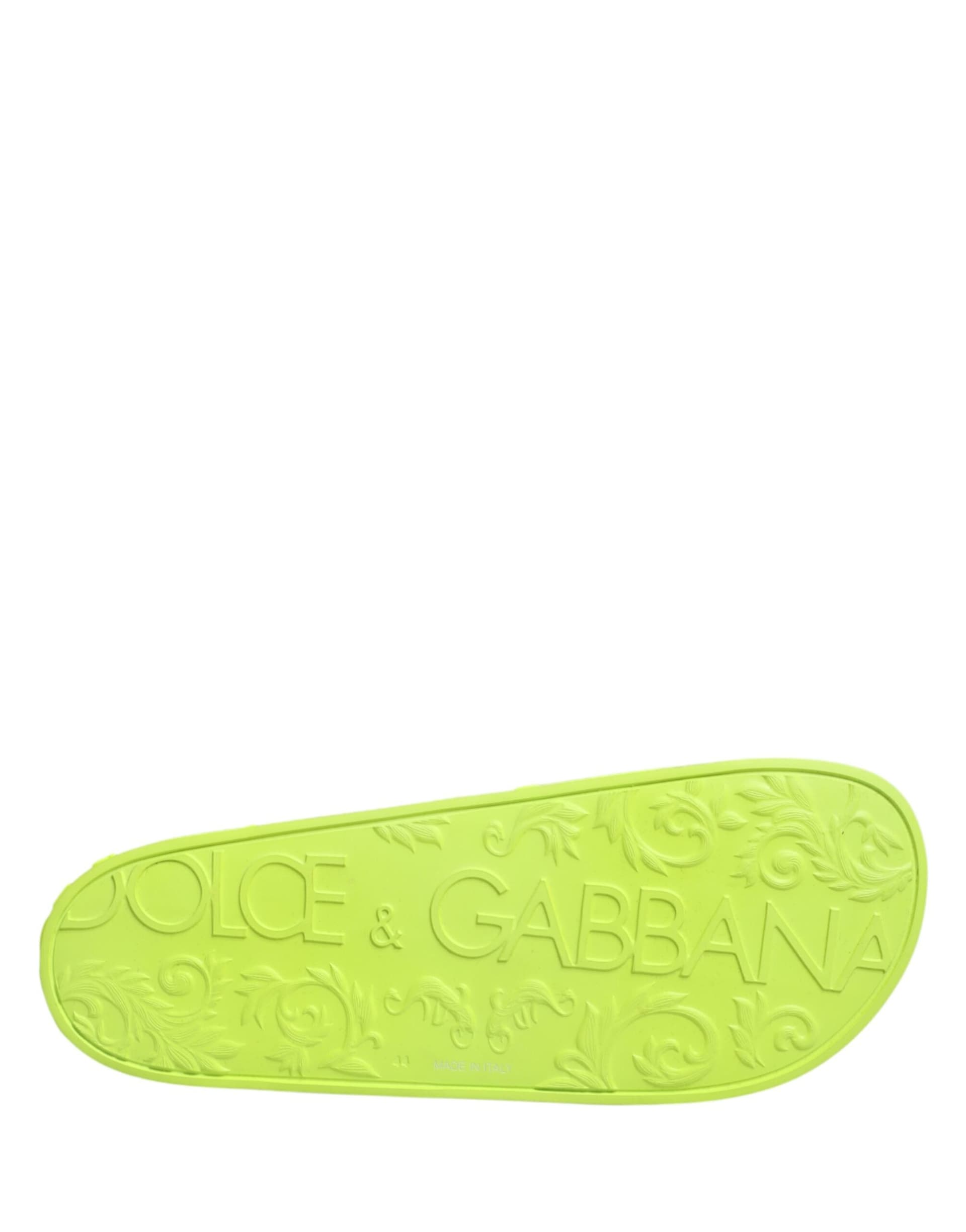Dolce & Gabbana Green Rubber Slides Sandals Beachwear Shoes - 8