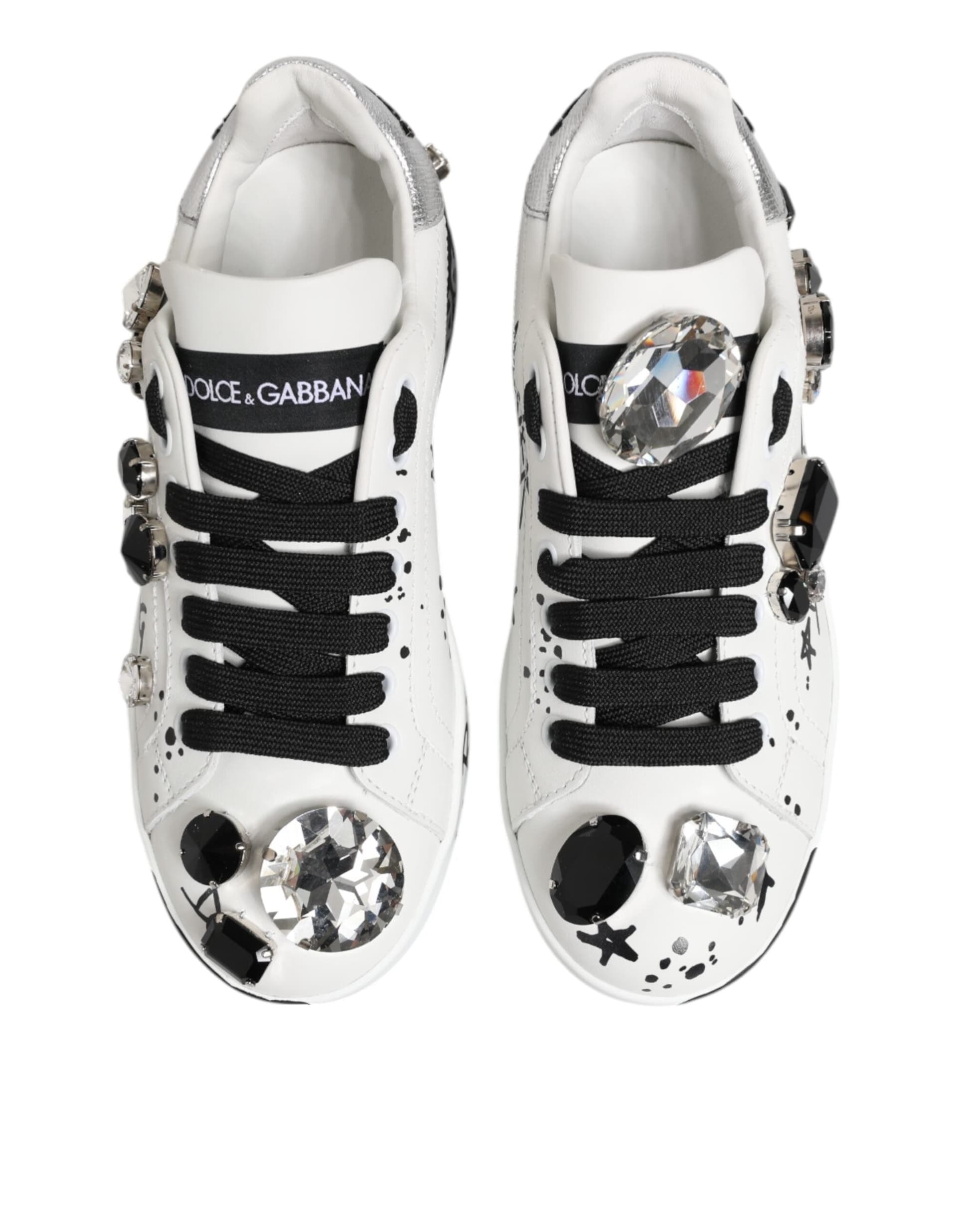 Dolce & Gabbana White Portofino Crystal Sneakers  Shoes - 2