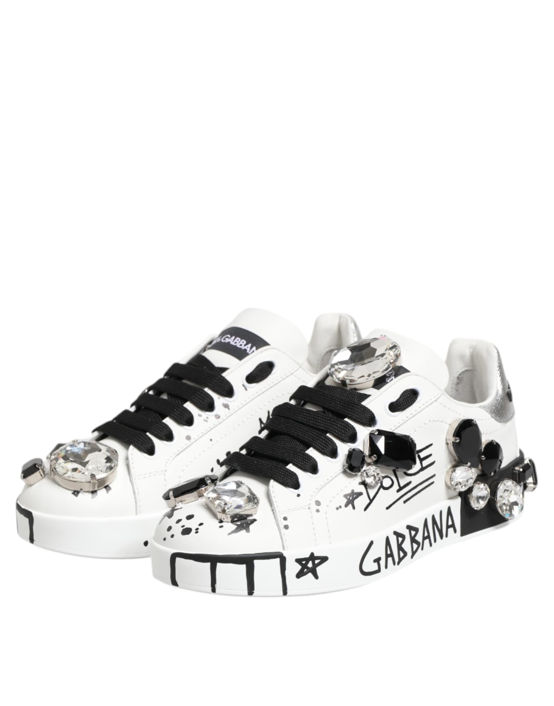 Dolce & Gabbana White Portofino Crystal Sneakers  Shoes - 3