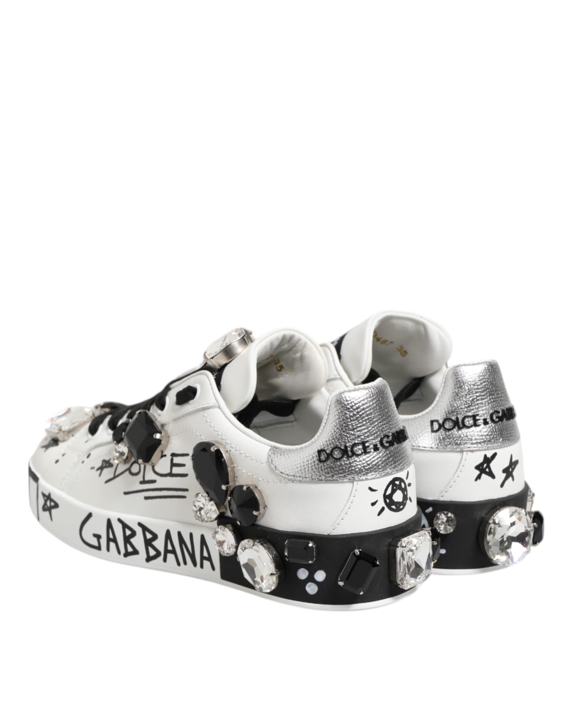 Dolce & Gabbana White Portofino Crystal Sneakers  Shoes - 4