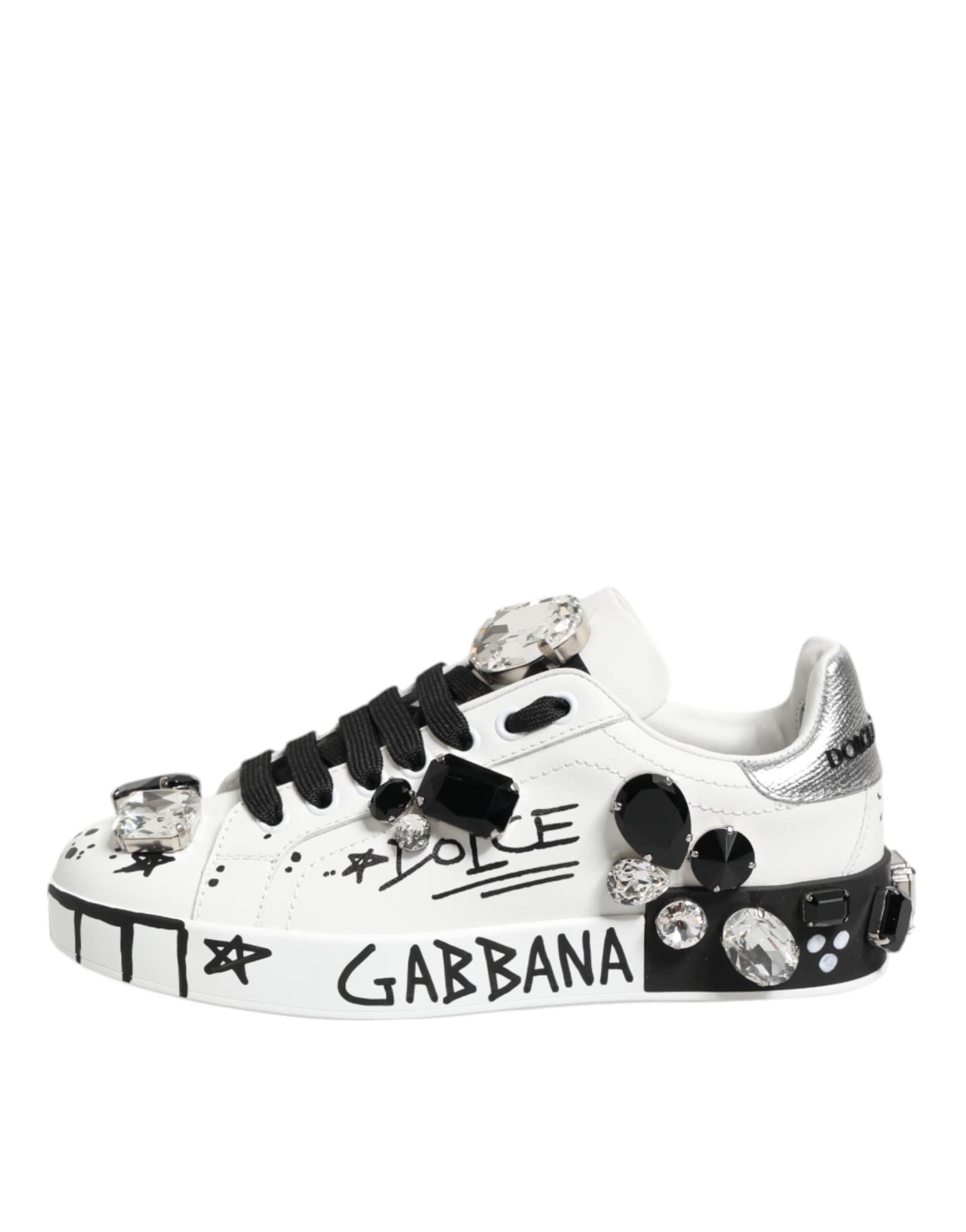 Dolce & Gabbana White Portofino Crystal Sneakers  Shoes - 5