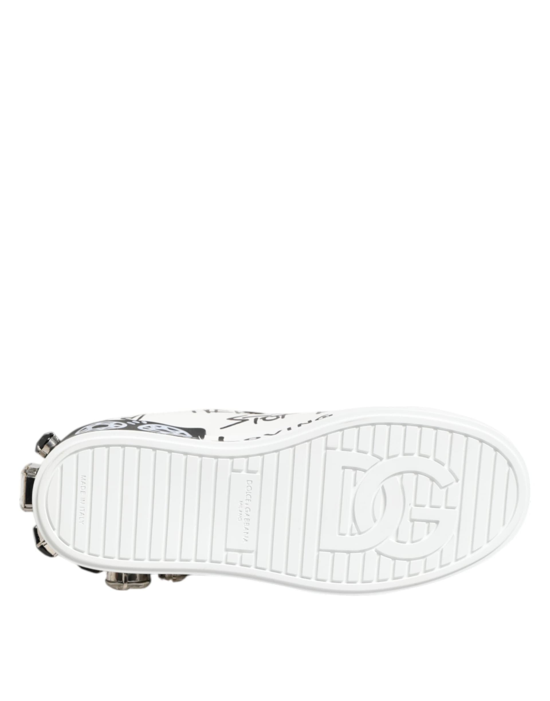 Dolce & Gabbana White Portofino Crystal Sneakers  Shoes - 8