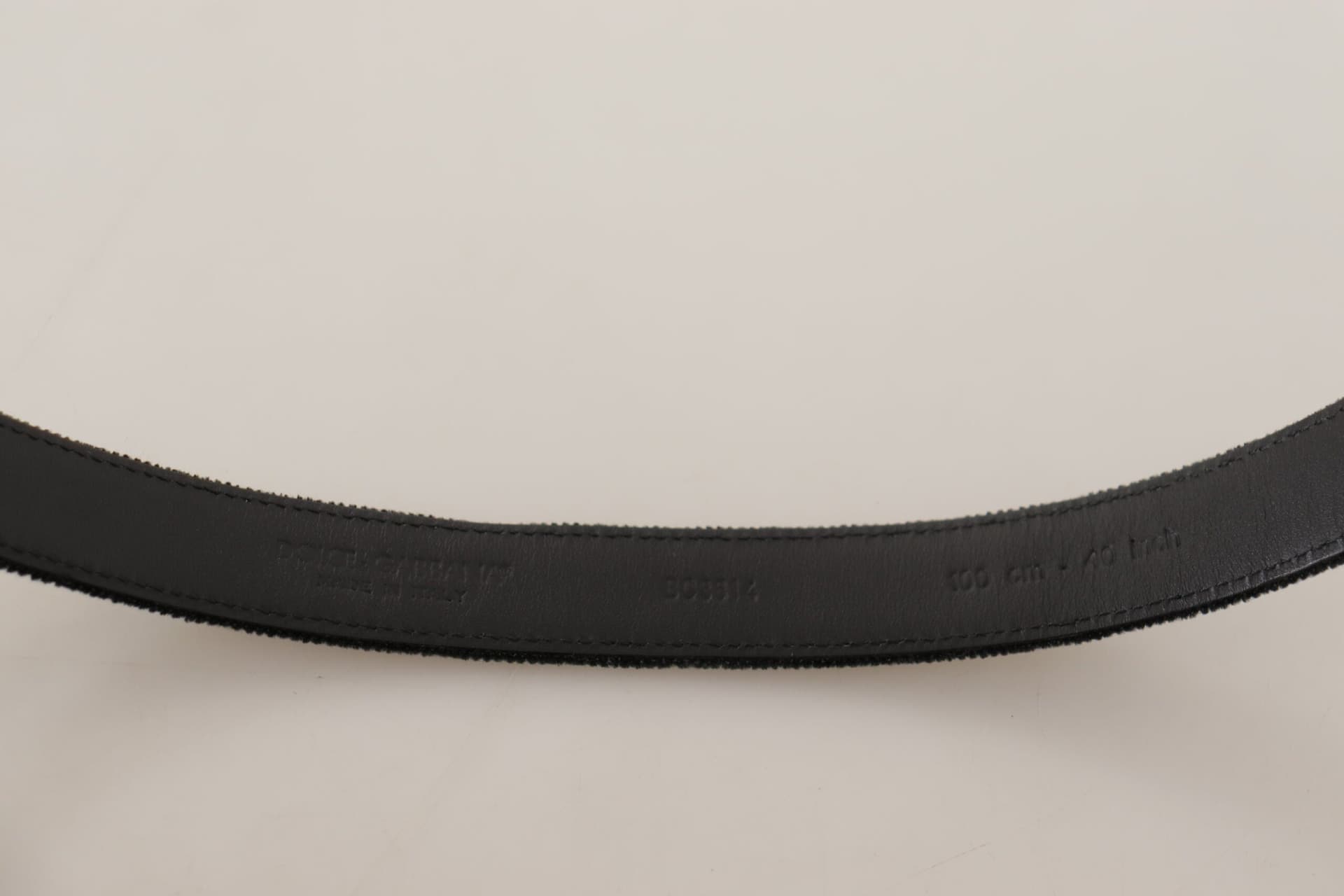Dolce & Gabbana Black Casual Velvet Silver Metal Logo Buckle Belt - 3