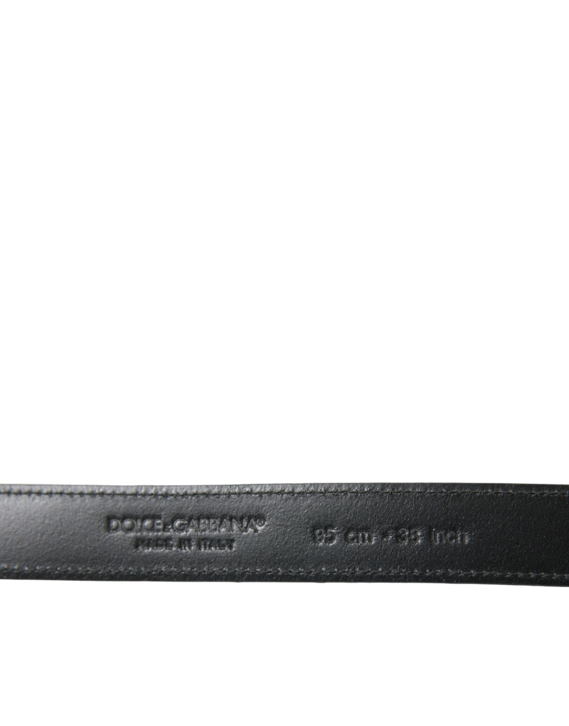 Dolce & Gabbana Black Leather Silver Metal Buckle Belt - 2