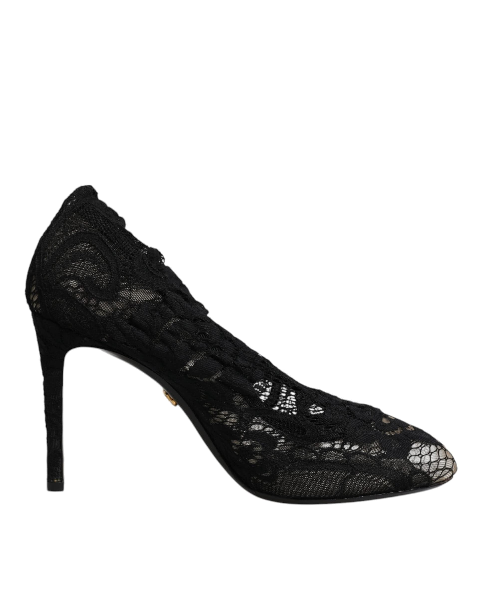 Dolce & Gabbana Black Lace Stretch Heels Mid Calf Boots Shoes - 6