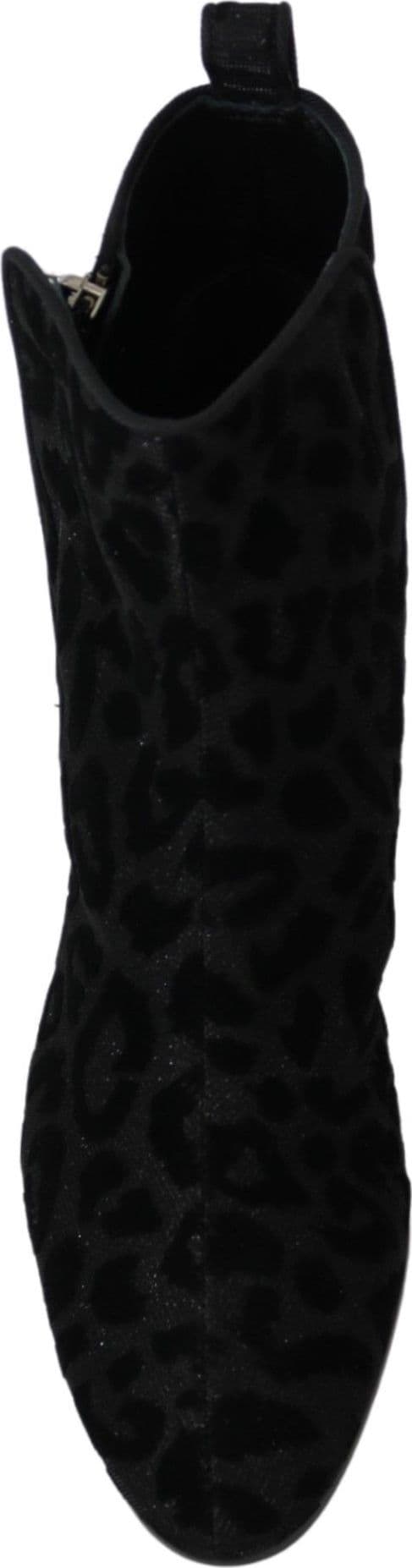 Dolce & Gabbana Black Leopard Short Boots Zipper Shoes - 2