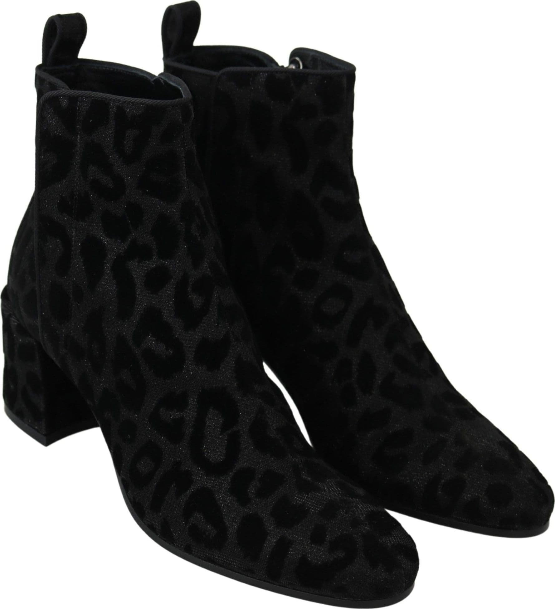 Dolce & Gabbana Black Leopard Short Boots Zipper Shoes - 4