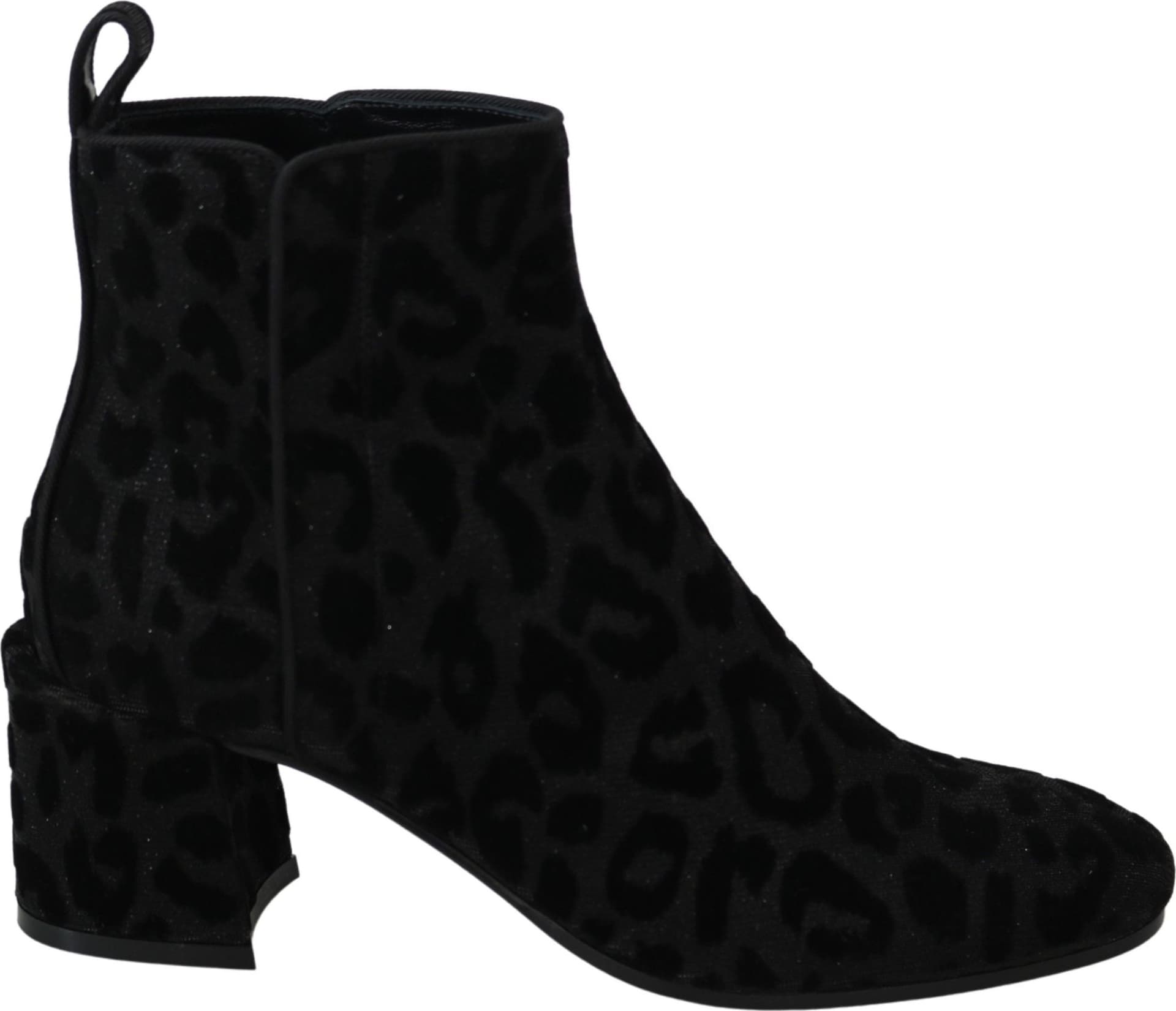 Dolce & Gabbana Black Leopard Short Boots Zipper Shoes - 6