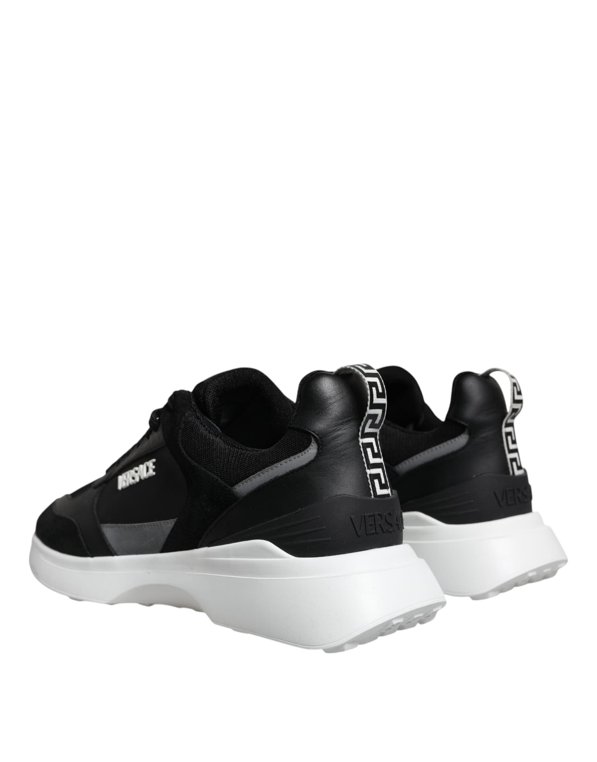 Versace Black Canvas Quad Fabric Medusa Low Top Sneaker Shoes - 3