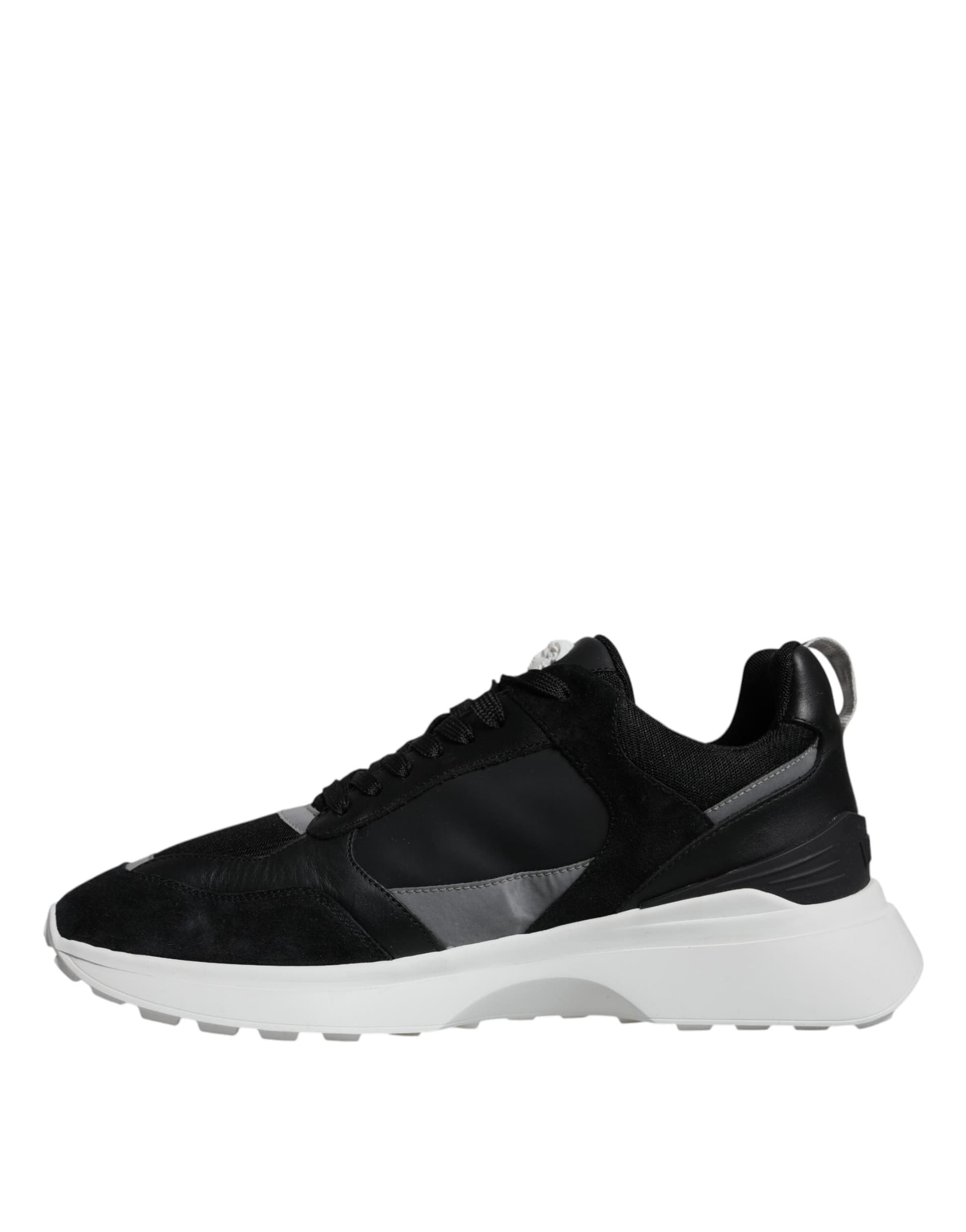 Versace Black Canvas Quad Fabric Medusa Low Top Sneaker Shoes - 4