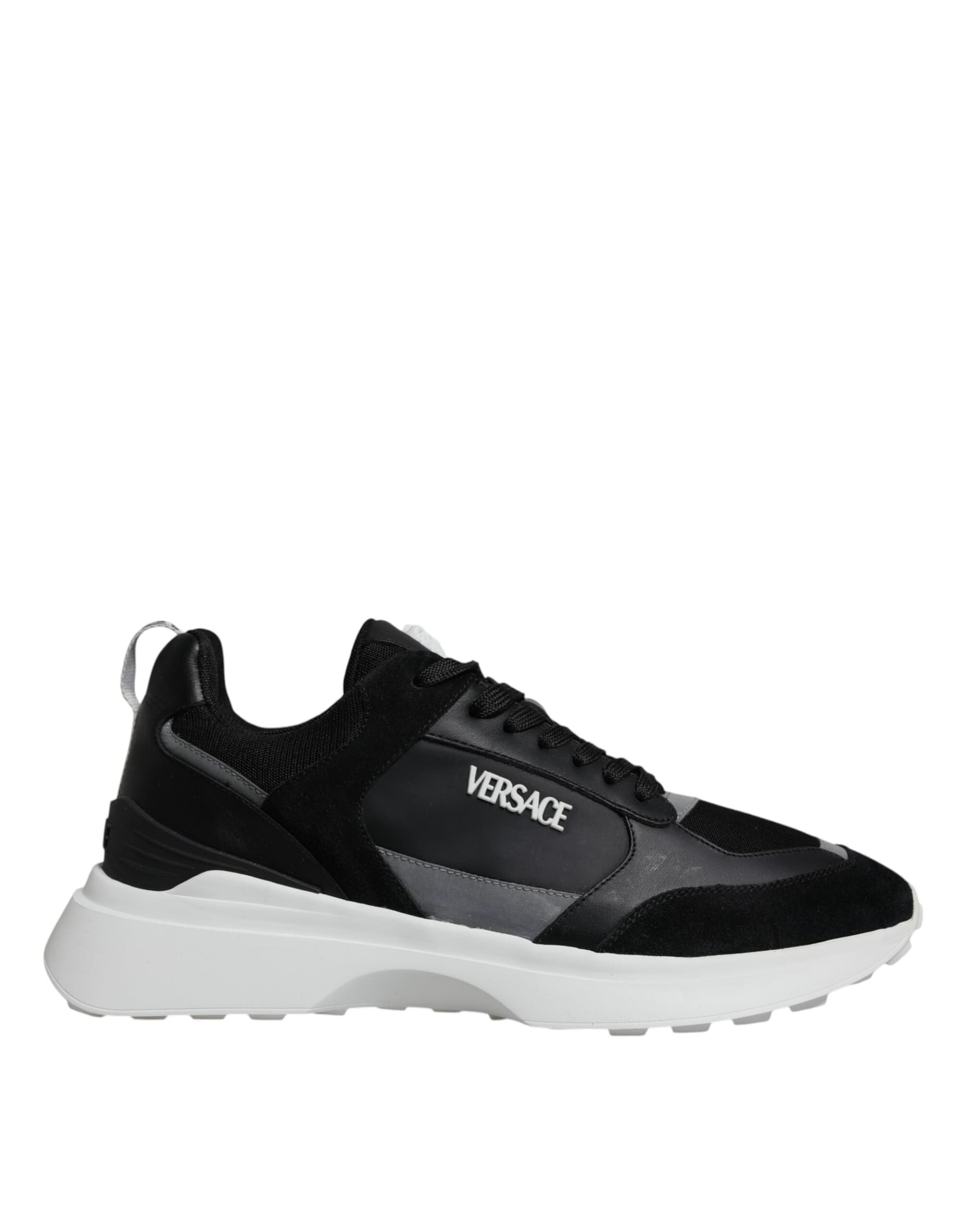 Versace Black Canvas Quad Fabric Medusa Low Top Sneaker Shoes - 5