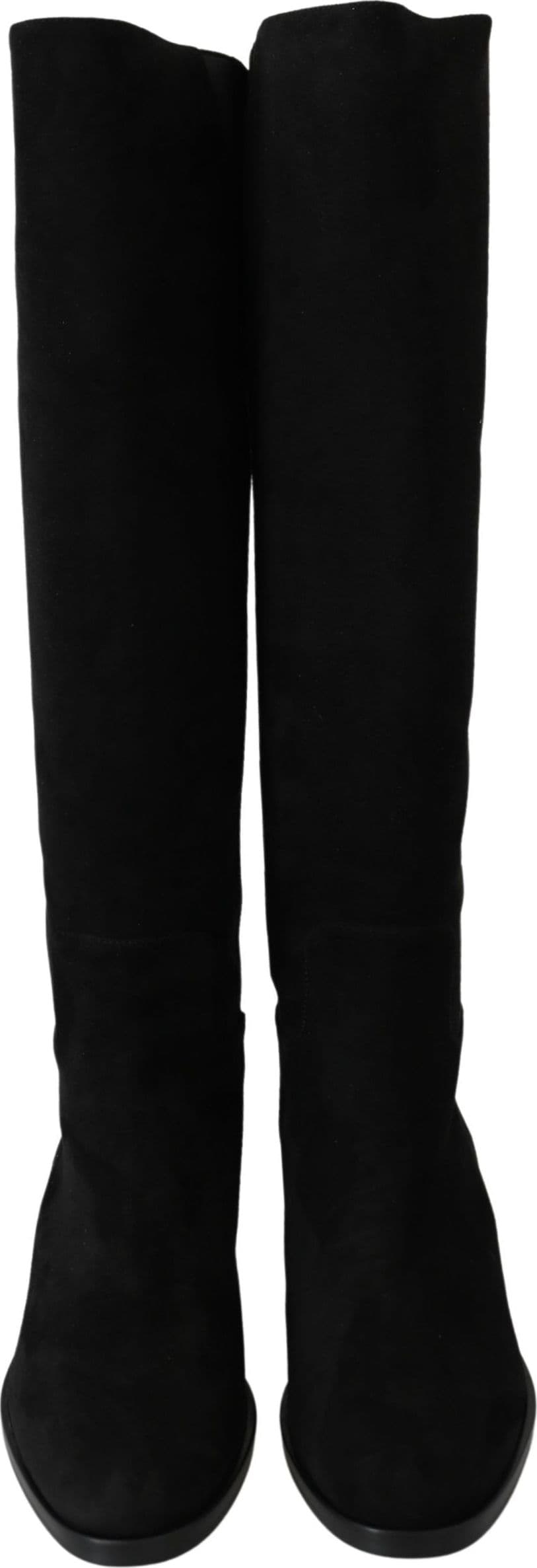 Dolce & Gabbana Black Suede Knee High Flat Boots Shoes - 3