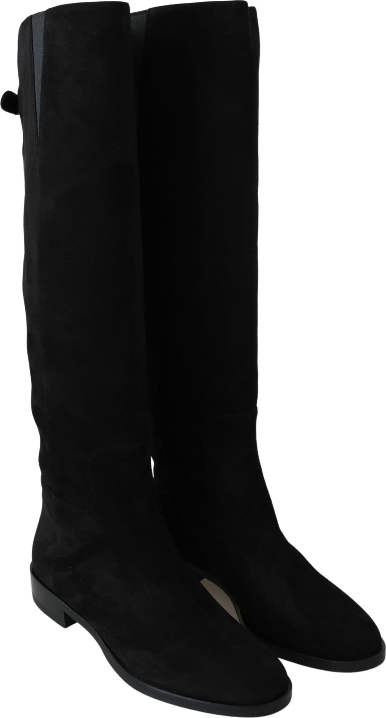 Dolce & Gabbana Black Suede Knee High Flat Boots Shoes - 4