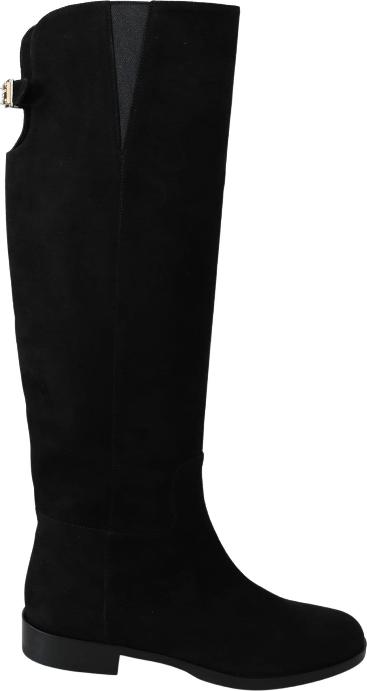 Dolce & Gabbana Black Suede Knee High Flat Boots Shoes - 6