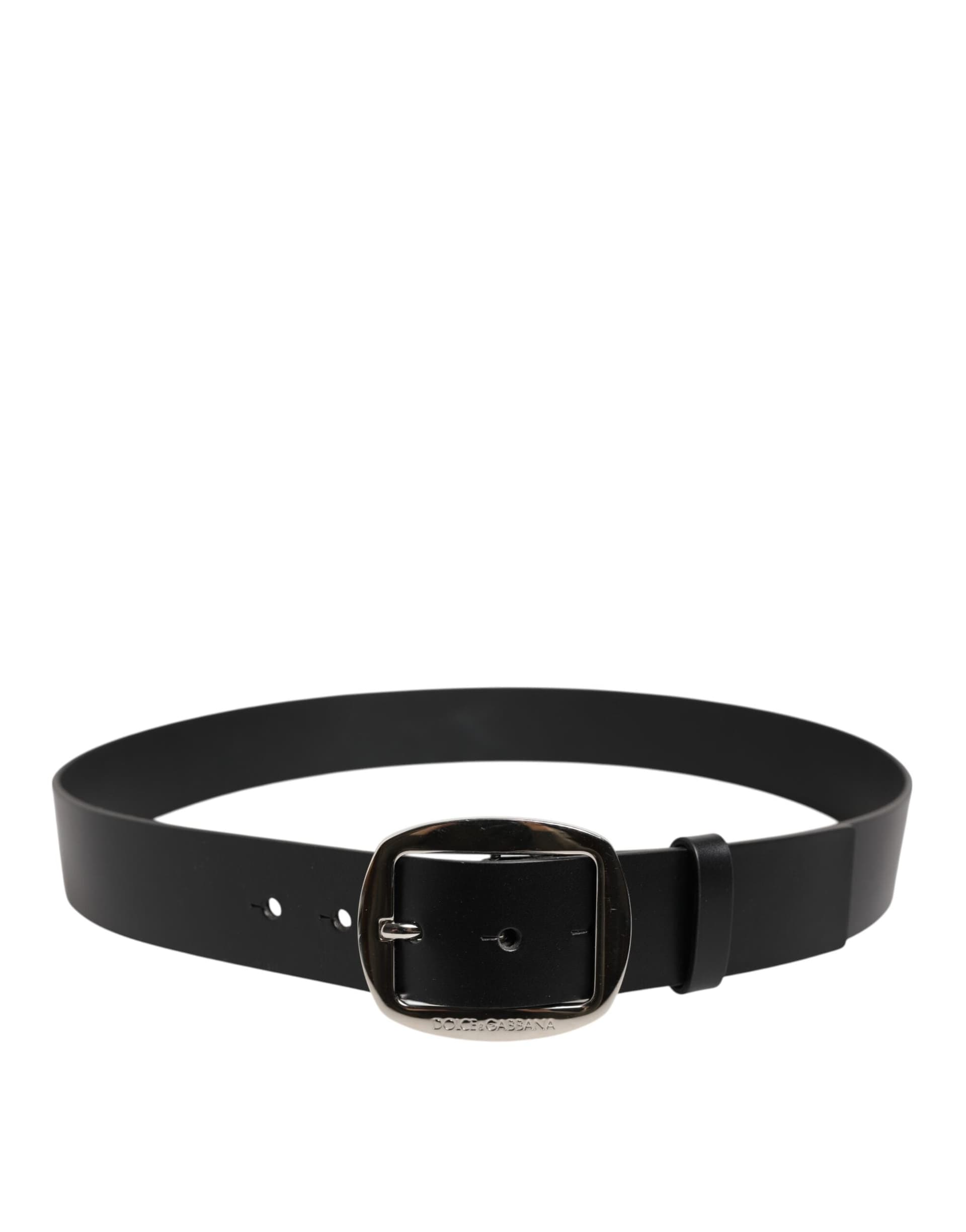 Dolce & Gabbana Black Leather Classic Metal Buckle Belt - 3