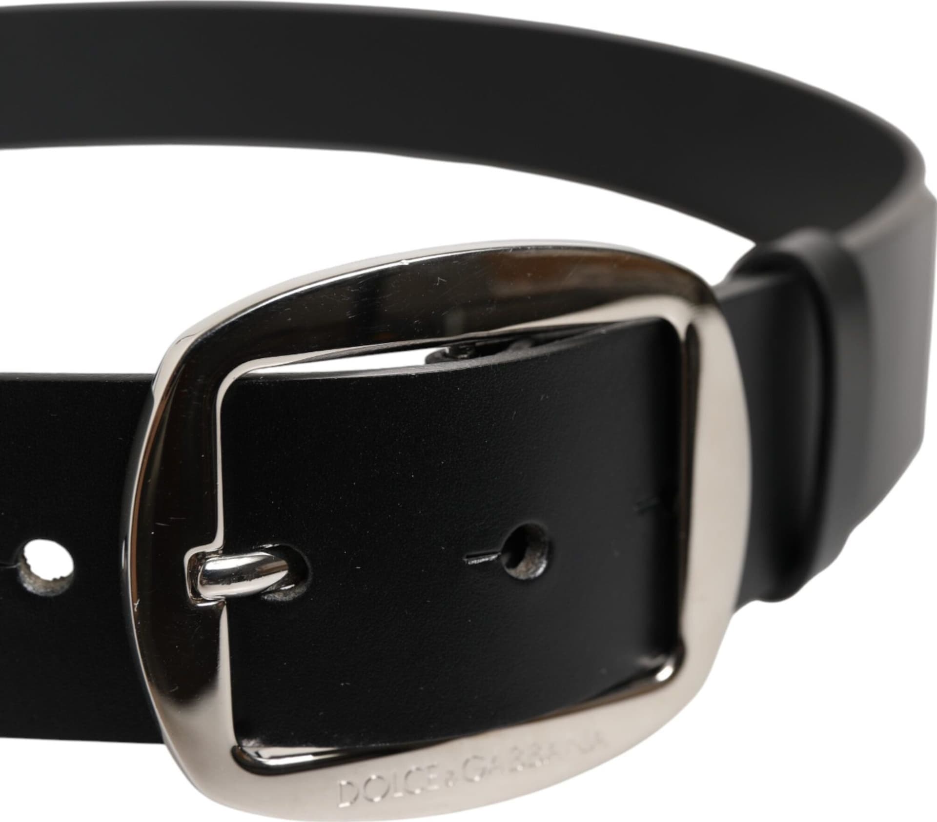 Dolce & Gabbana Black Leather Classic Metal Buckle Belt - 4