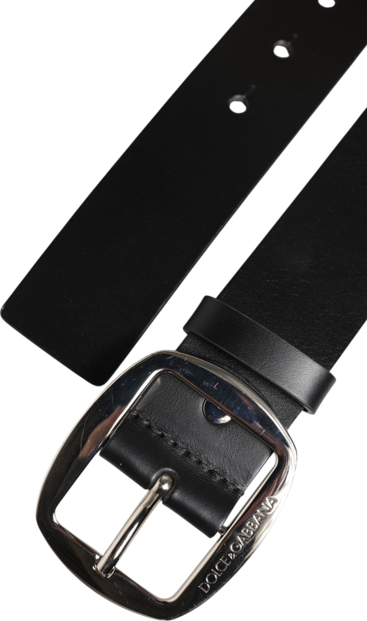Dolce & Gabbana Black Leather Classic Metal Buckle Belt - 6