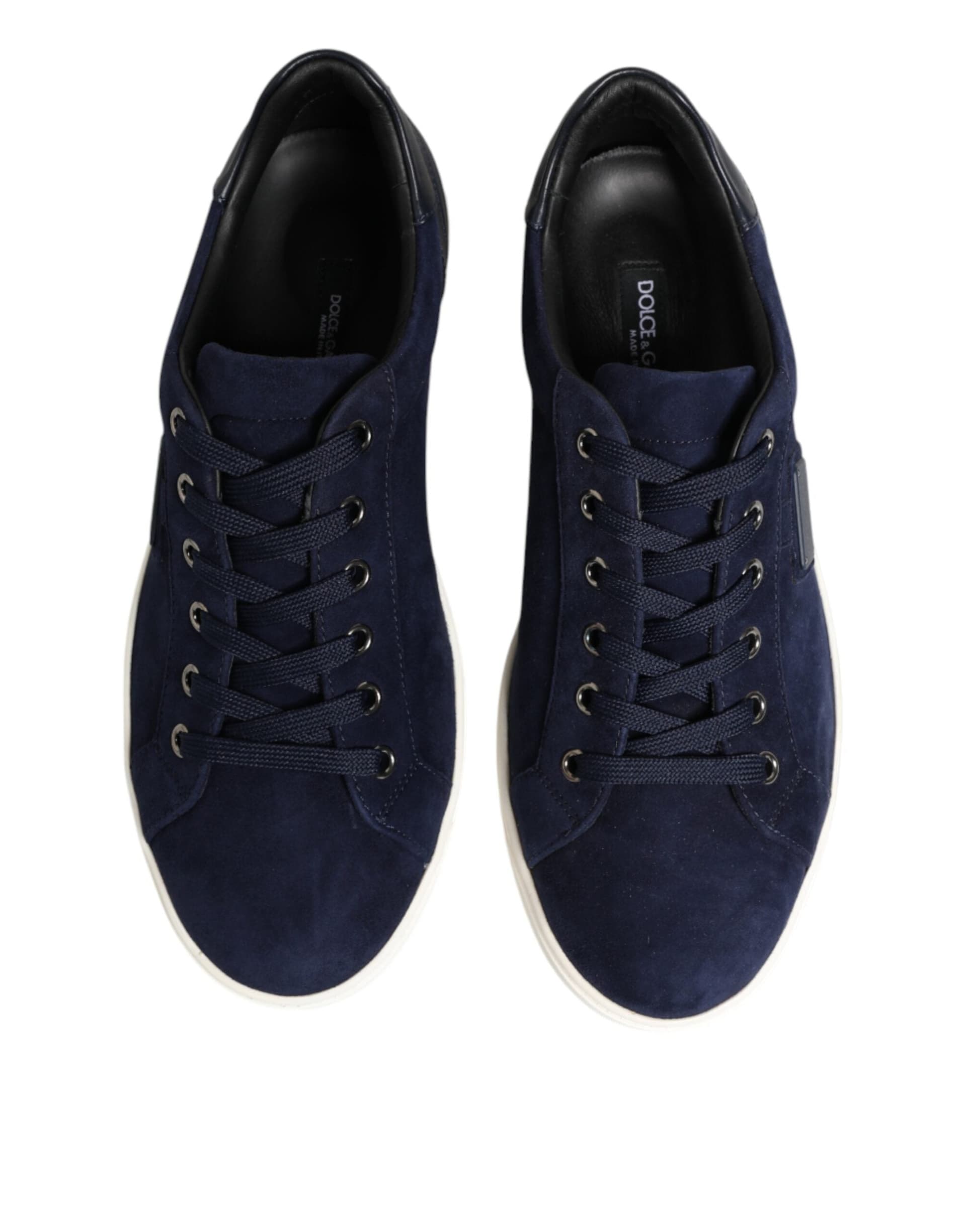 Dolce & Gabbana Blue Leather Suede Low Top Sneakers Shoes - 2