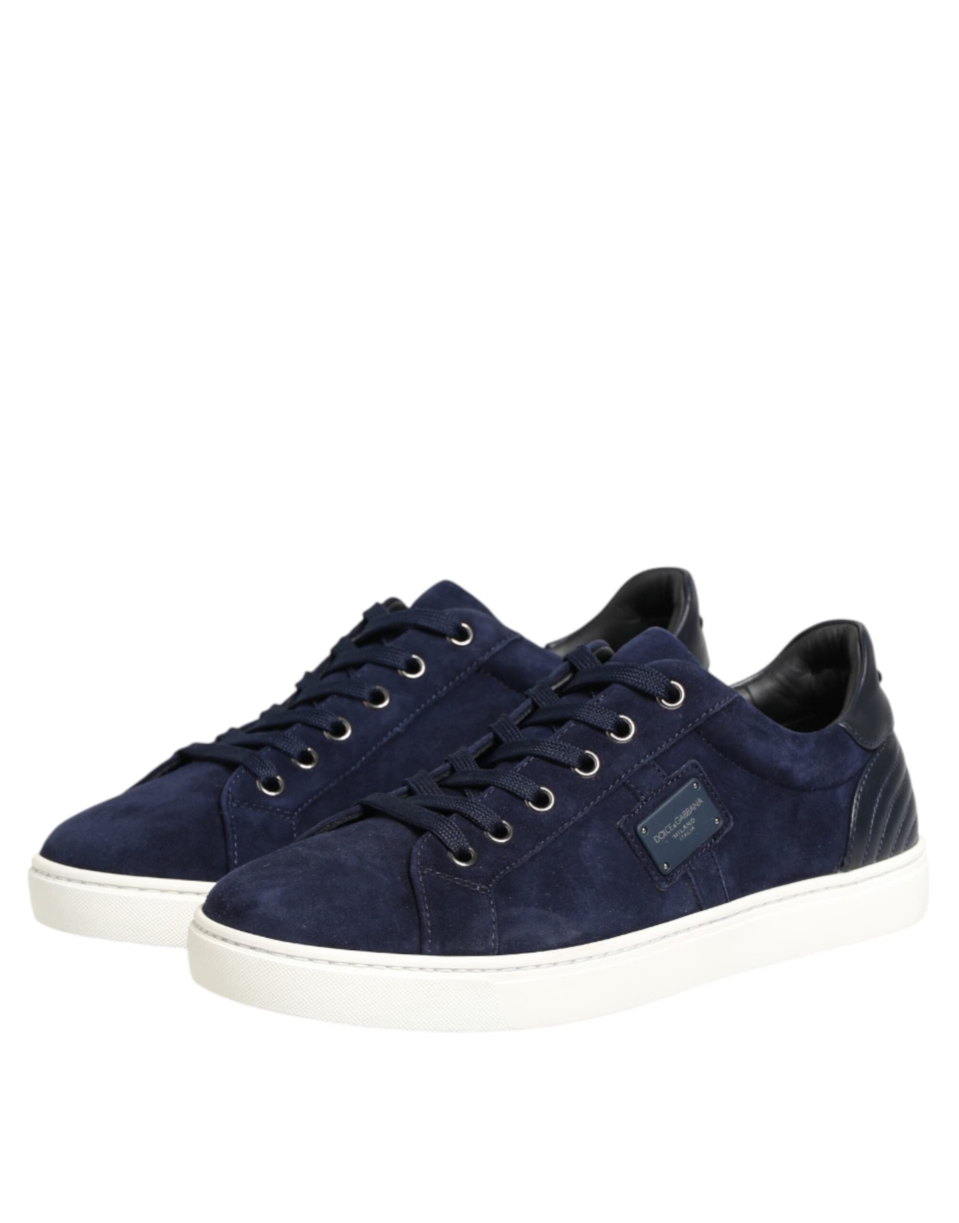 Dolce & Gabbana Blue Leather Suede Low Top Sneakers Shoes - 3