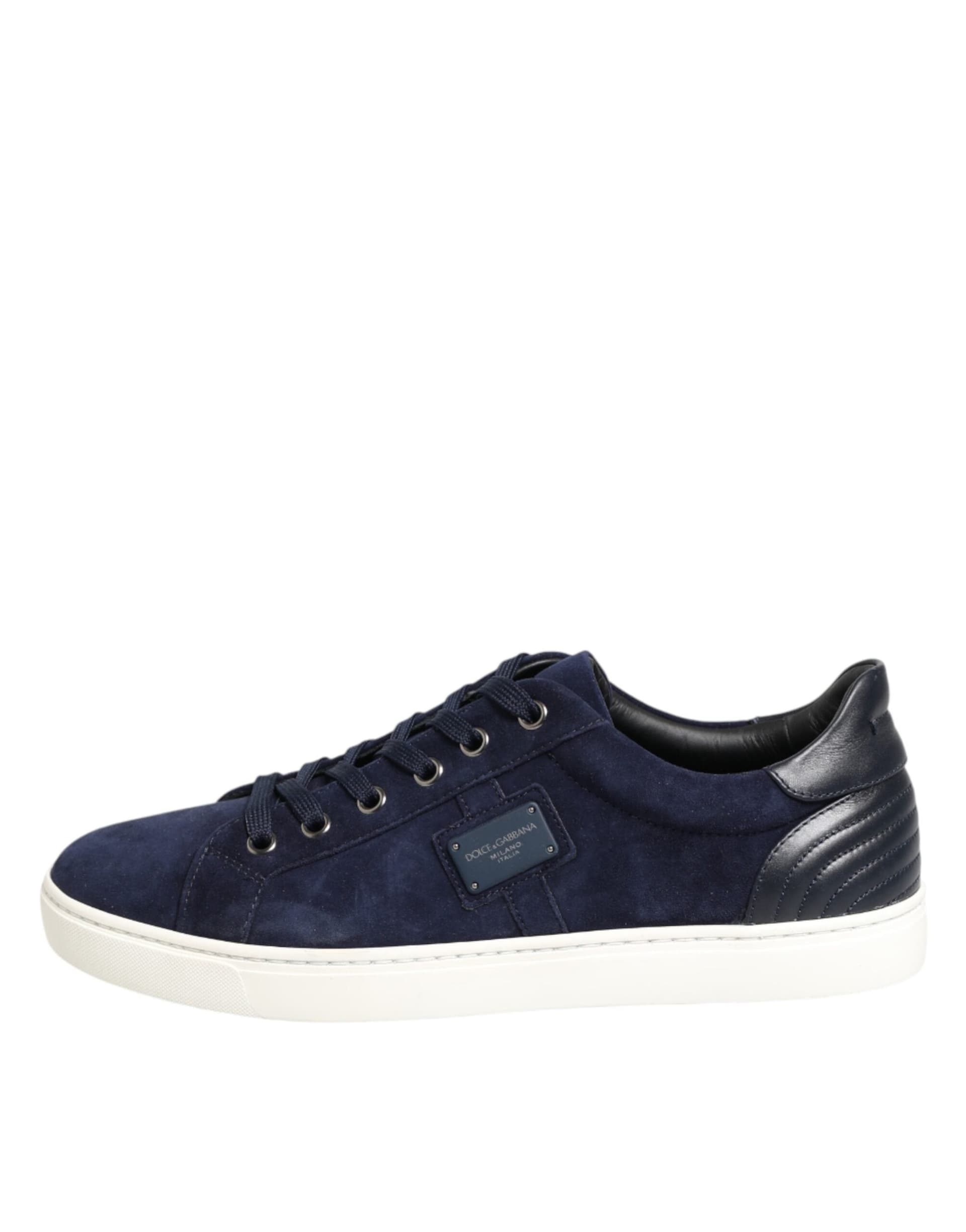 Dolce & Gabbana Blue Leather Suede Low Top Sneakers Shoes - 5