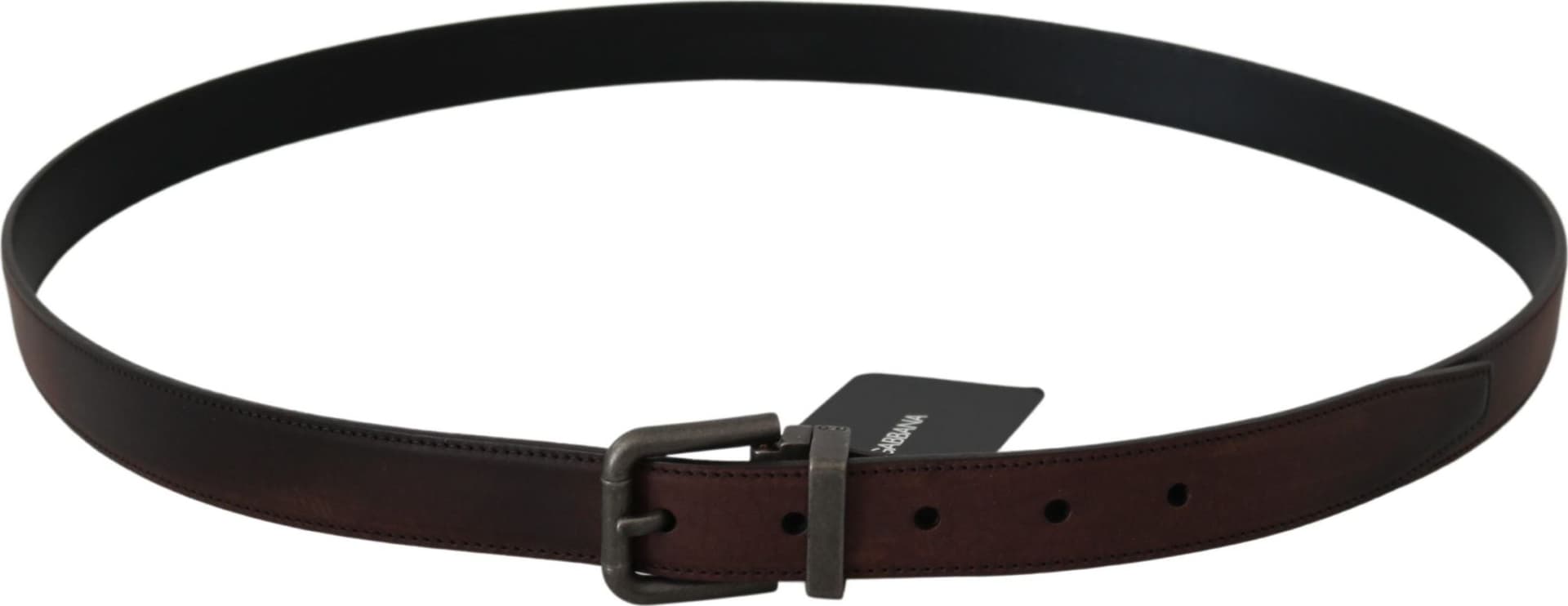 Dolce & Gabbana Solid Brown Leather Gray Buckle Belt - 2